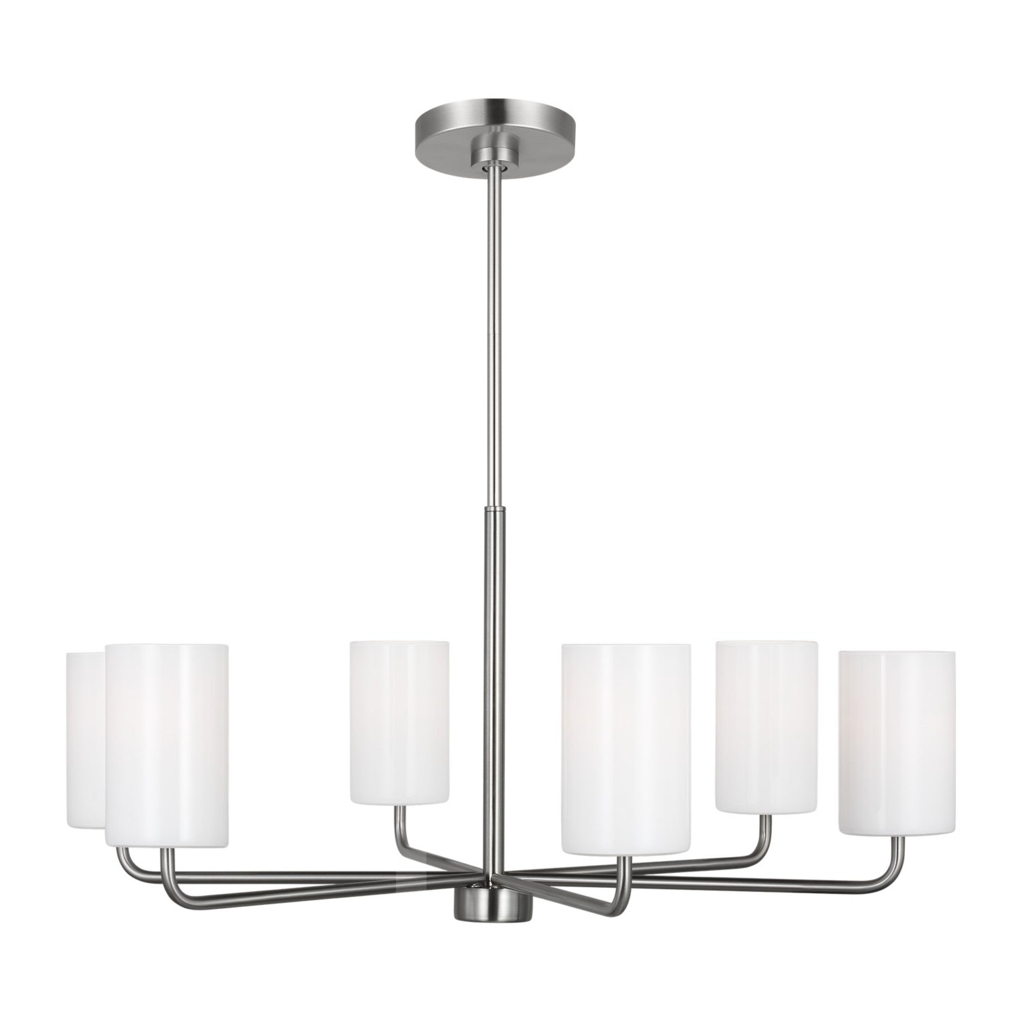 Rhett 32" 6-Light Large Chandelier, Brushed Steel Finish - Bees Lighting