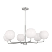 Rory 35" 6-Light Large Chandelier, Brushed Steel Finish - Bees Lighting