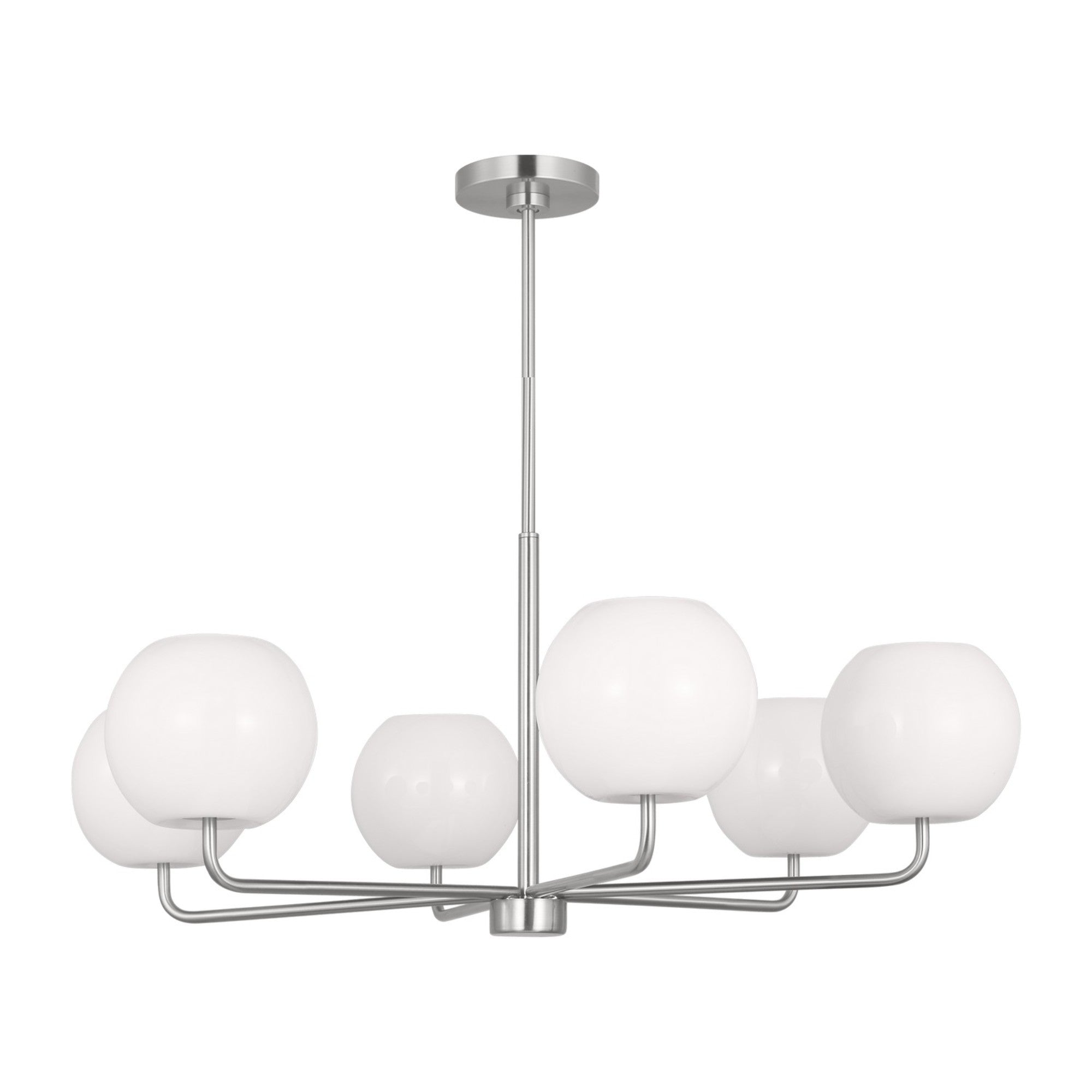 Rory 35" 6-Light Large Chandelier, Brushed Steel Finish - Bees Lighting