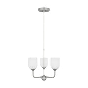 Emile 16" 3-Light Small Chandelier, Brushed Steel Finish - Bees Lighting