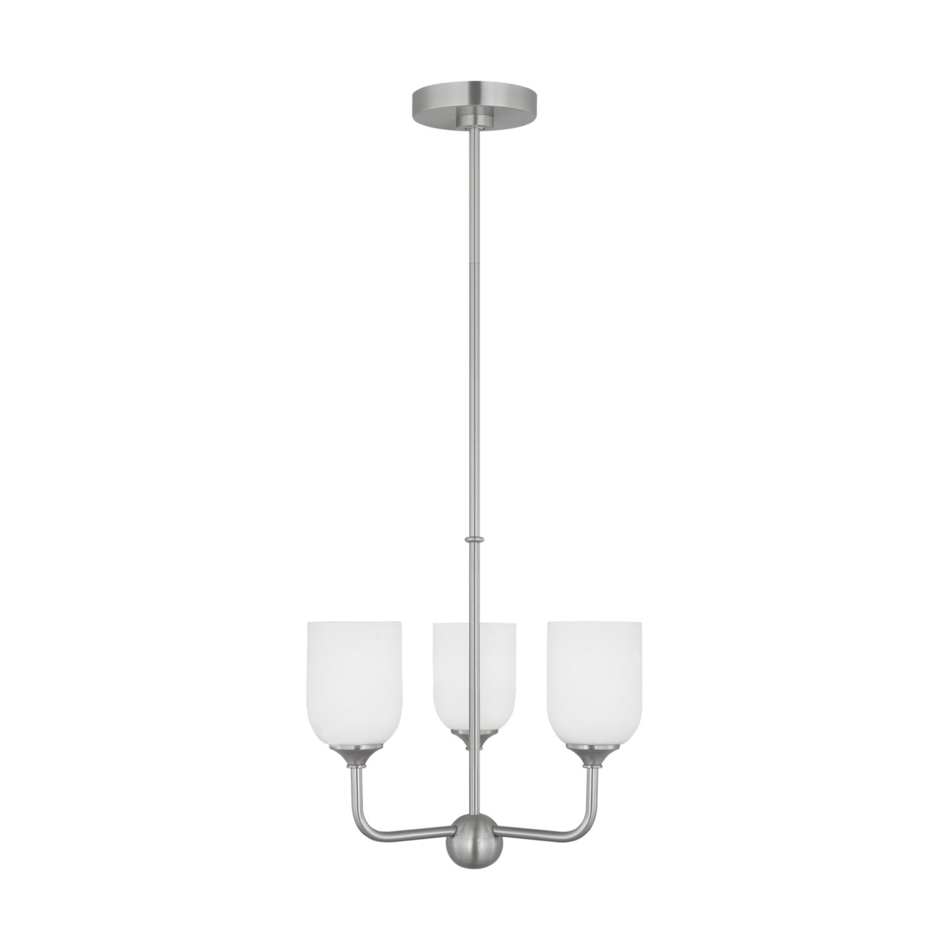 Emile 16" 3-Light Small Chandelier, Brushed Steel Finish - Bees Lighting