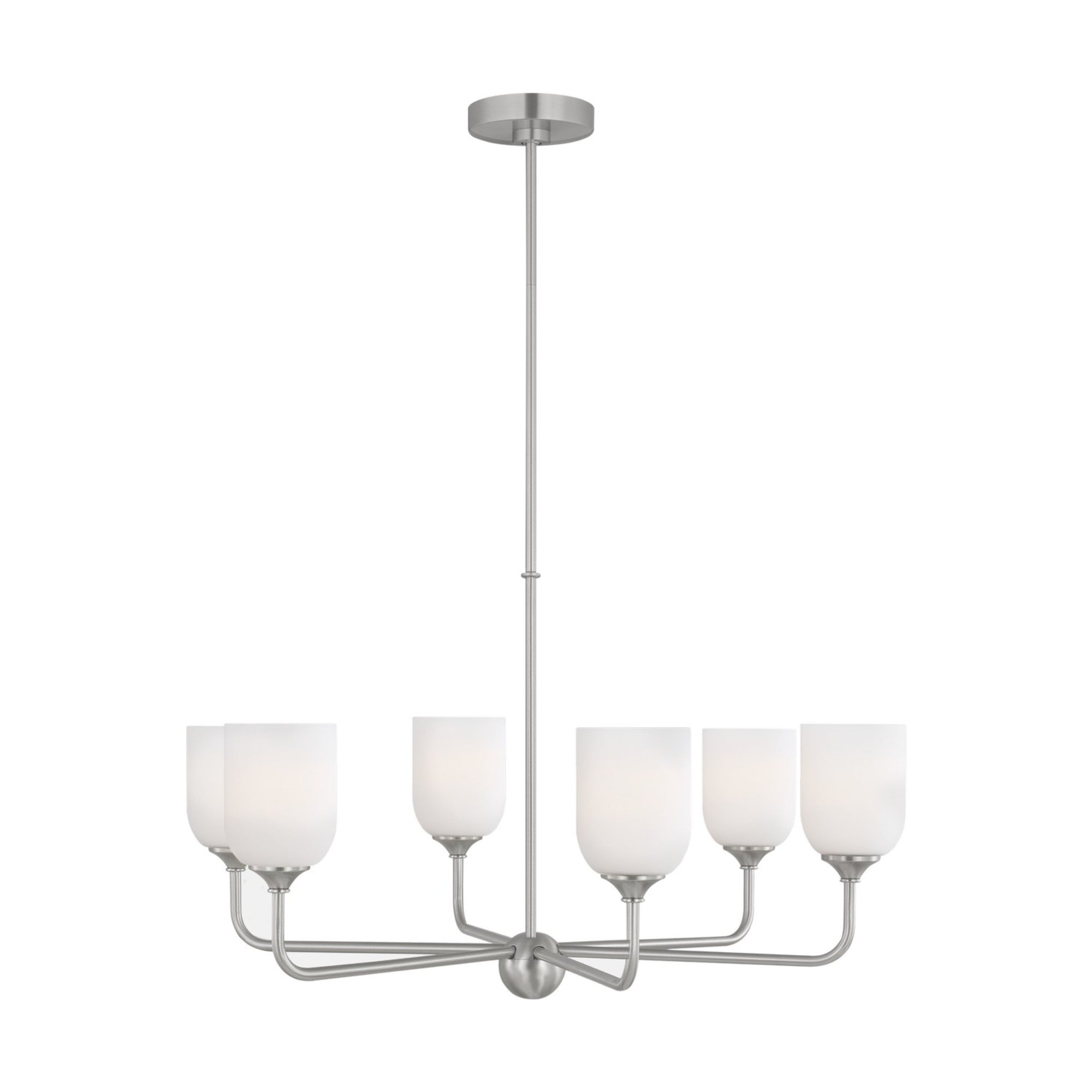 Emile 30" 6-Light Large Chandelier, Brushed Steel Finish - Bees Lighting