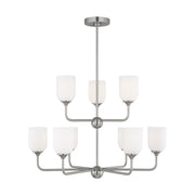 Emile 30" 9-Light X-Large Chandelier, Brushed Steel Finish - Bees Lighting