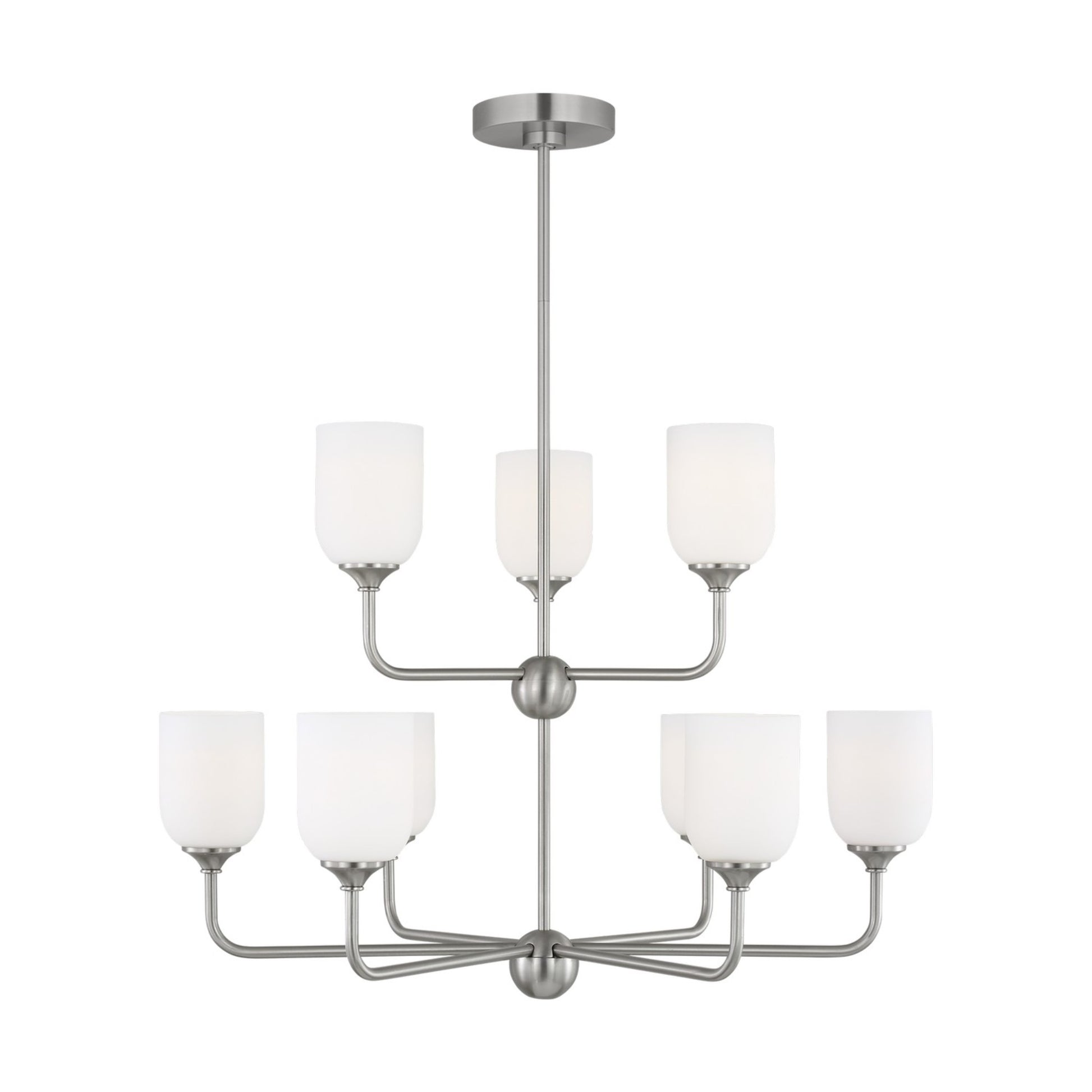Emile 30" 9-Light X-Large Chandelier, Brushed Steel Finish - Bees Lighting