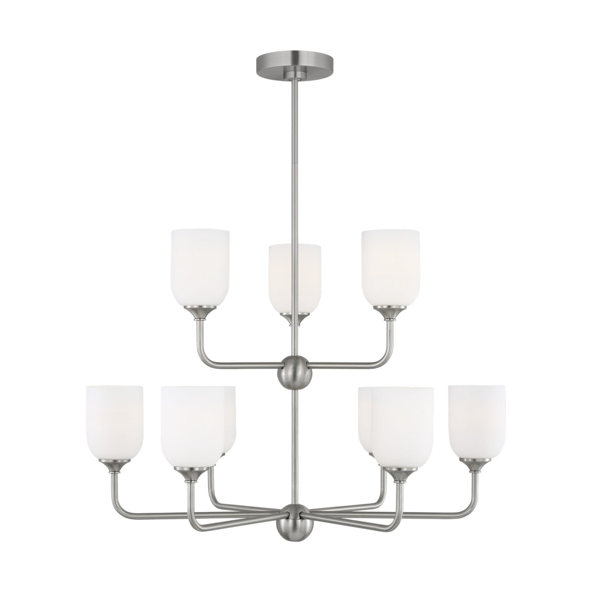 Emile 30" 9-Light X-Large Chandelier, Brushed Steel Finish - Bees Lighting