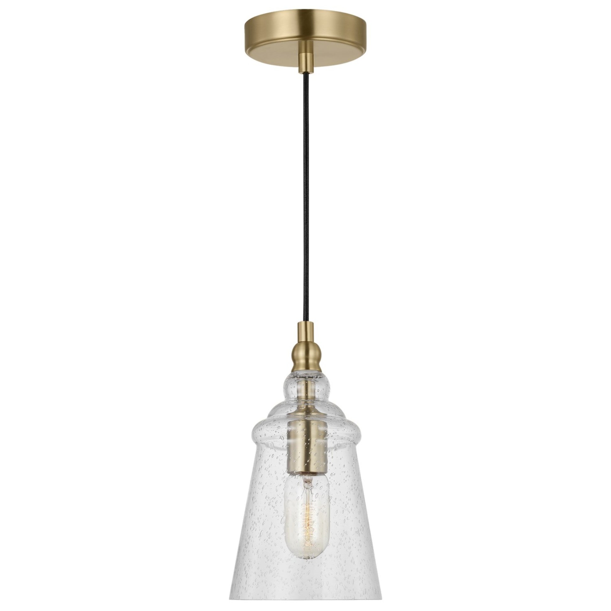 Loras 6" Mini Pendant, Satin Brass Finish - Bees Lighting
