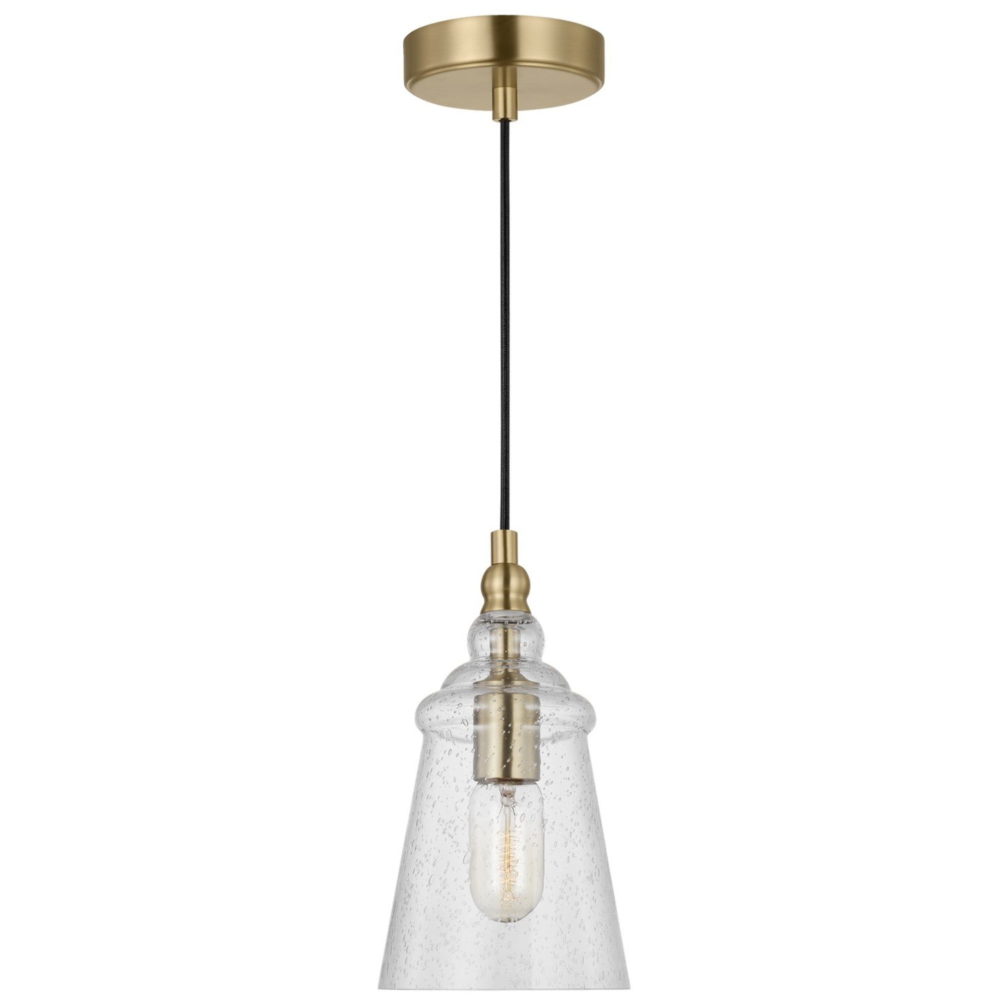 Loras 6" Mini Pendant, Satin Brass Finish - Bees Lighting