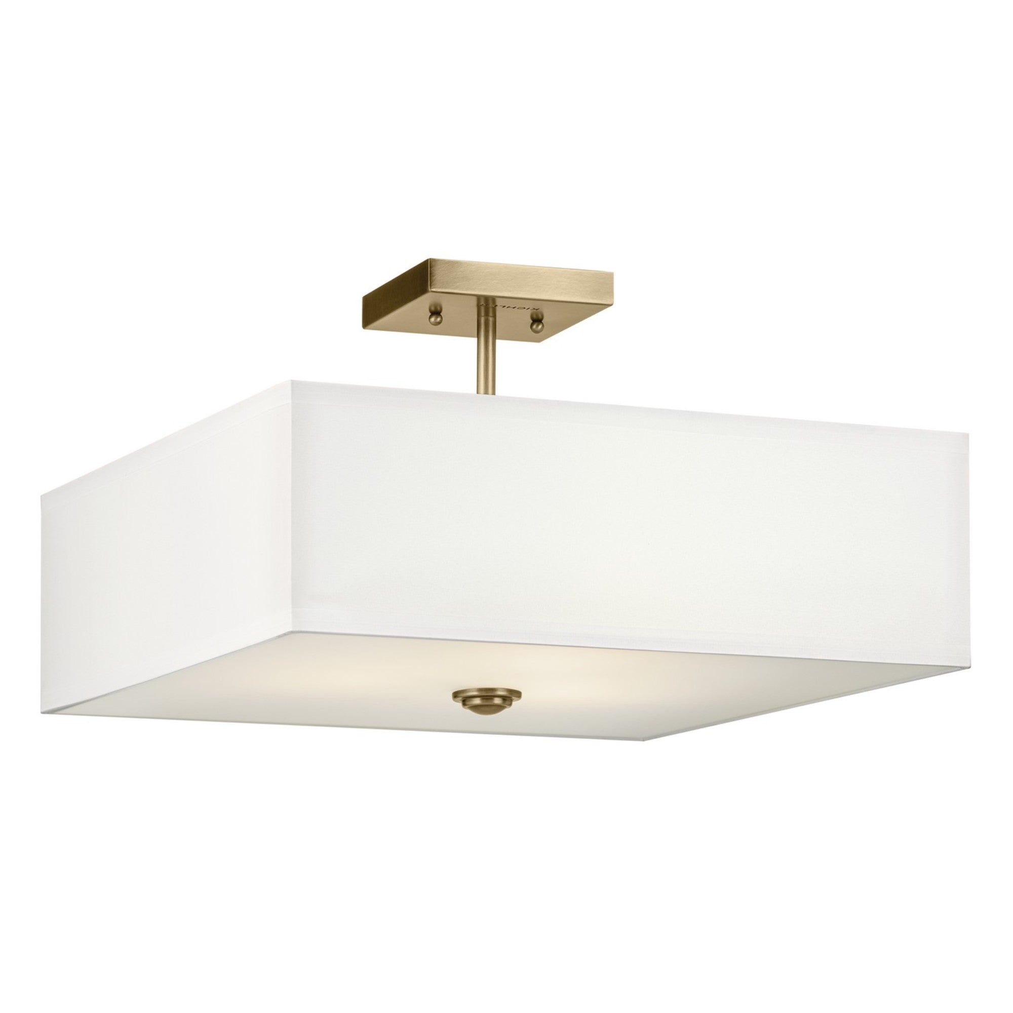 Shailene 18" 3-Light Square Semi-Flush Mount, Natural Brass Finish