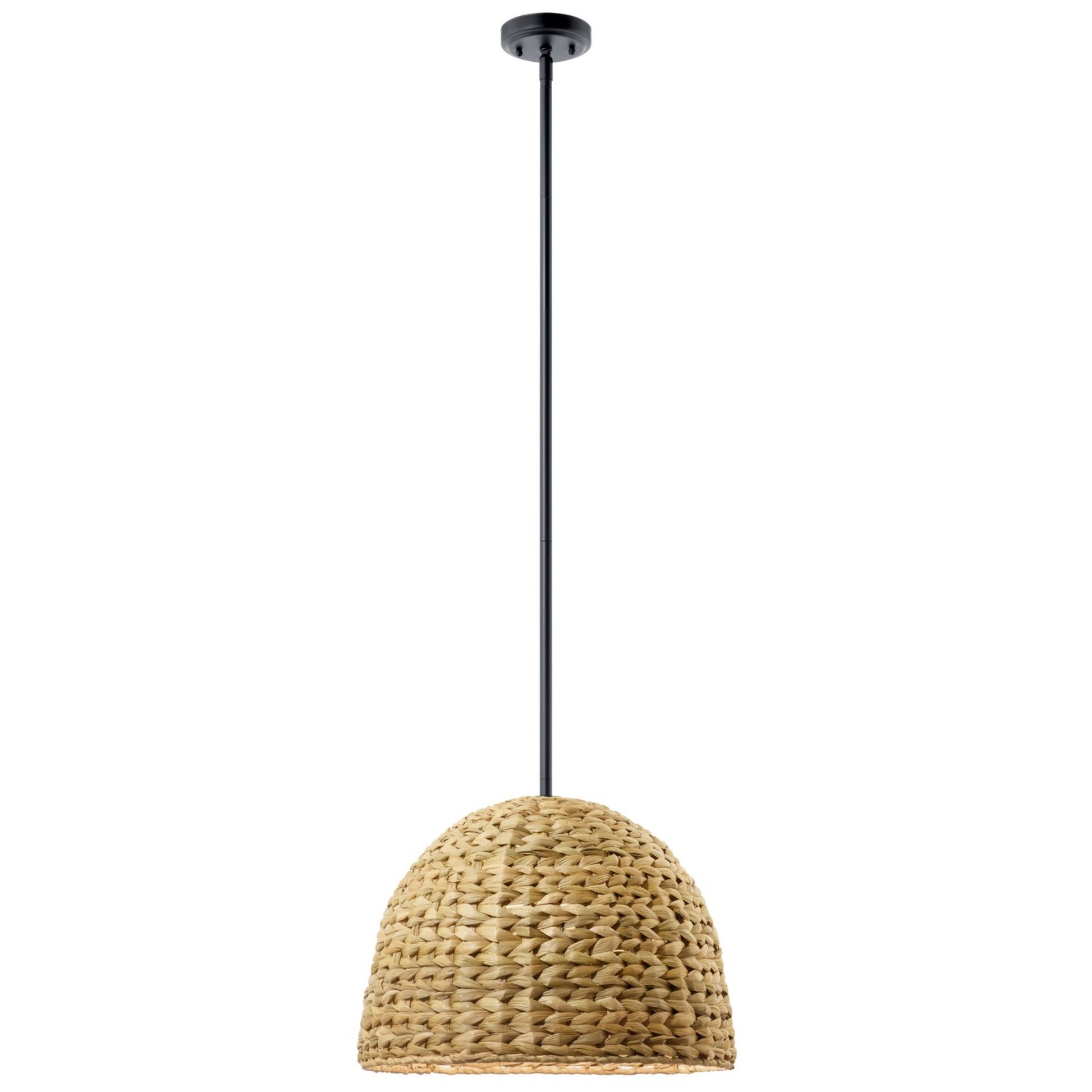Raffiana 18" Mini Pendant, Black Finish - Bees Lighting