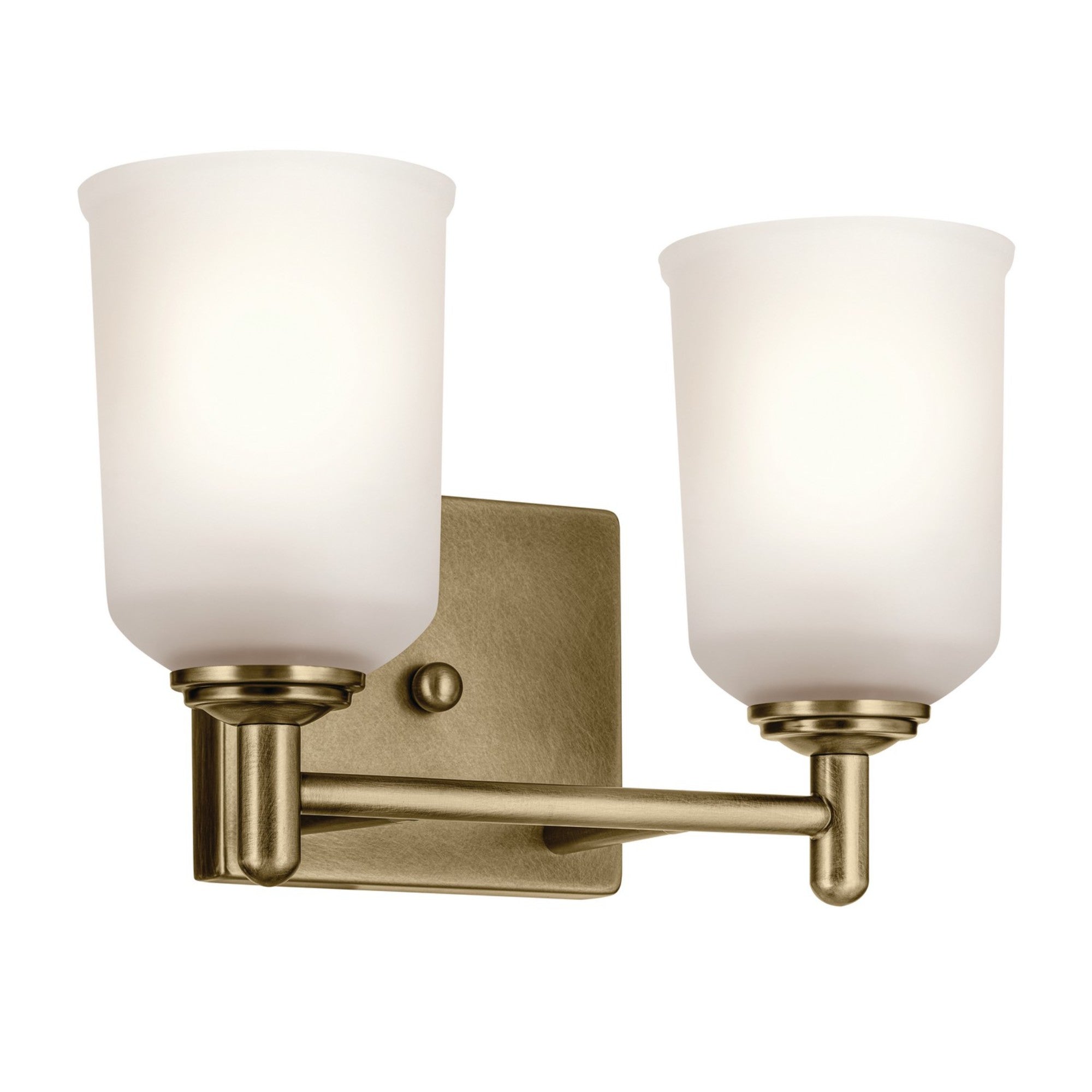 Shailene 13" 2-Light Bath Vanity Light, Natural Brass Finish, Etched Glass - Bees Lighting
