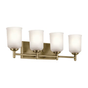 Shailene 30" 4-Light Bath Vanity Light, Natural Brass Finish, Etched Glass - Bees Lighting