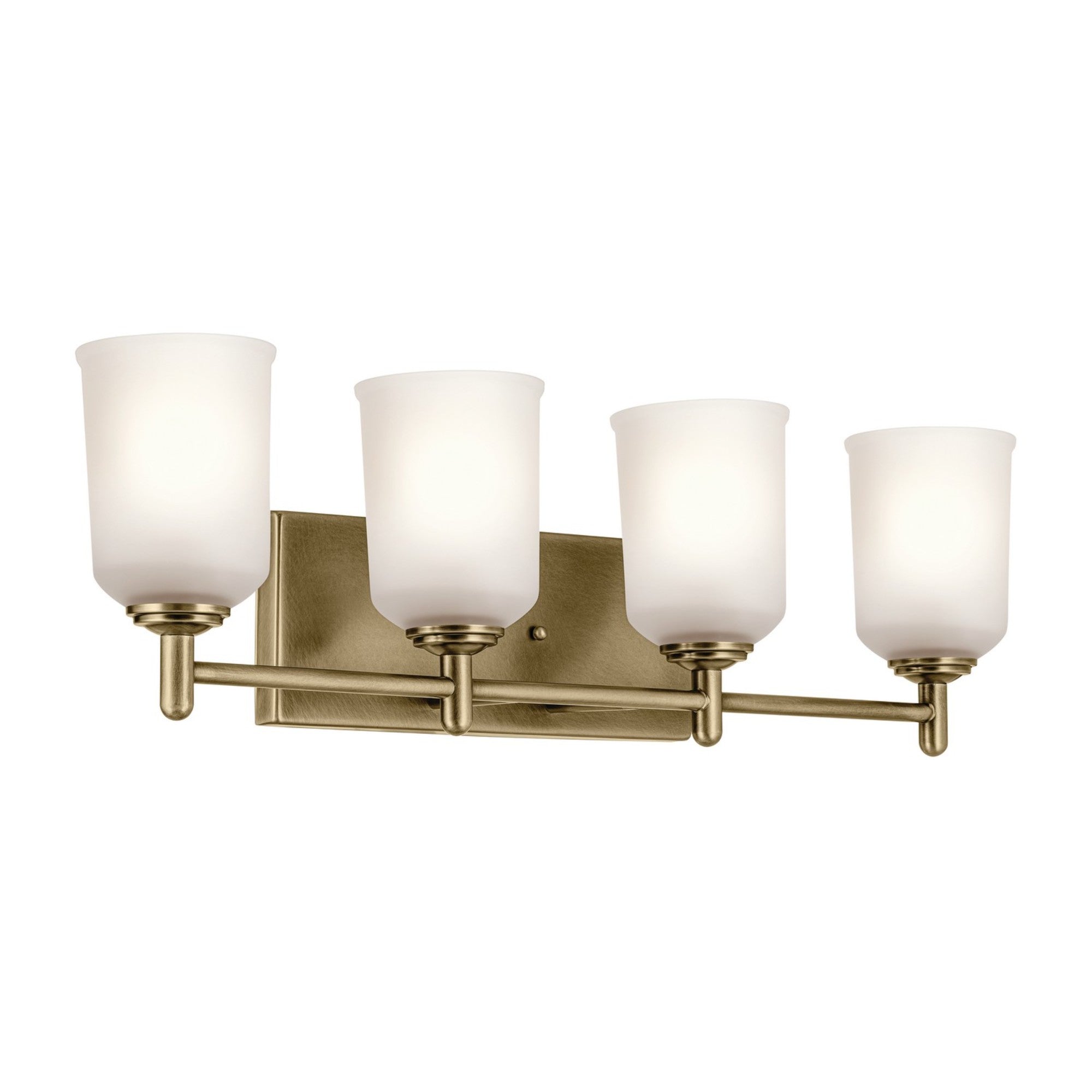 Shailene 30" 4-Light Bath Vanity Light, Natural Brass Finish, Etched Glass - Bees Lighting