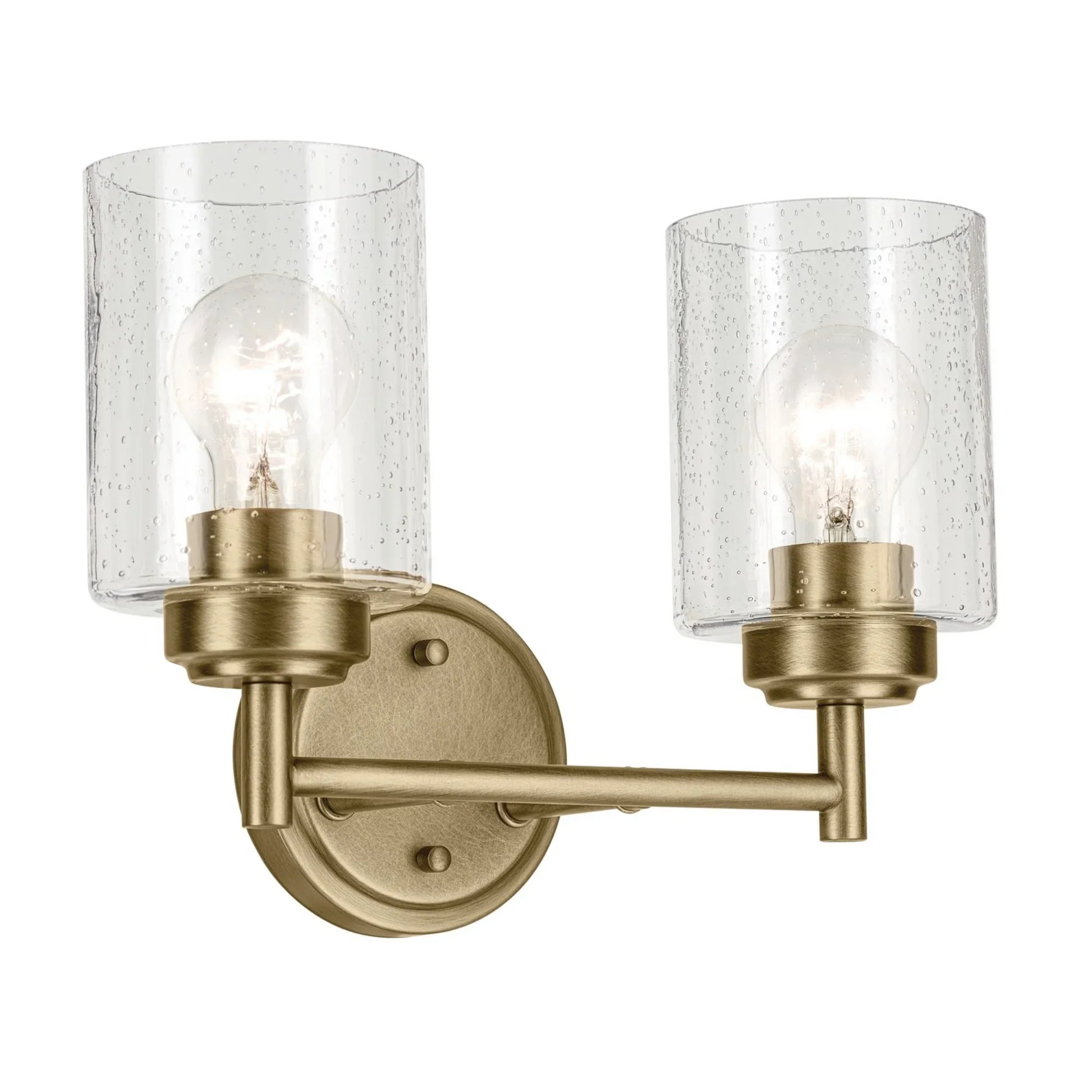 Winslow 13" 2-Light Bath Vanity Light, Natural Brass Finish - Bees Lighting