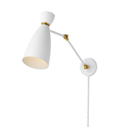 Carillon 15" Wall Sconce, White & Satin Brass Finish - Bees Lighting