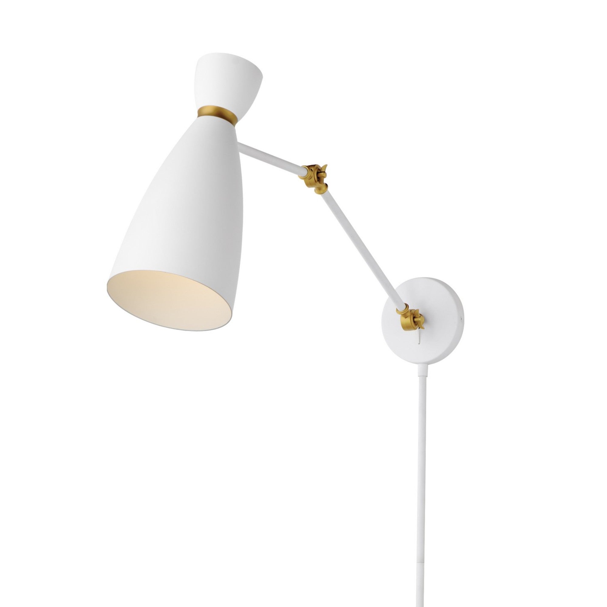 Carillon 15" Wall Sconce, White & Satin Brass Finish - Bees Lighting