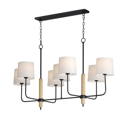 Bozeman 49" 7-Light Linear Chandelier, Natural Wood Finish