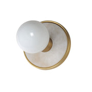 Hollywood 5" LED Wall Sconce, Alabaster & Natural Aged Brass Finish - Bees Lighting
