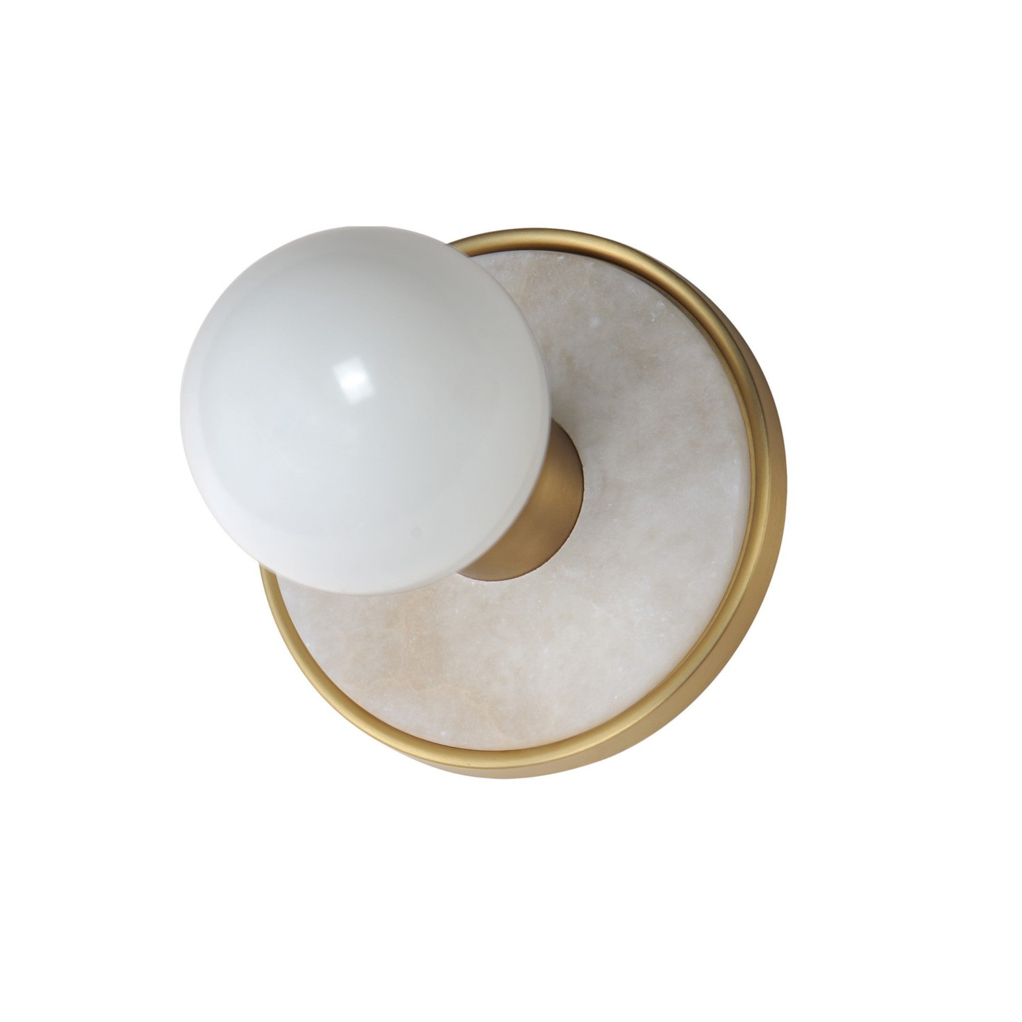 Hollywood 5" LED Wall Sconce, Alabaster & Natural Aged Brass Finish - Bees Lighting