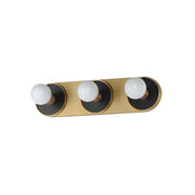 Hollywood 20" 3-Light Wall Sconce, Black & Natural Aged Brass Finish - Bees Lighting