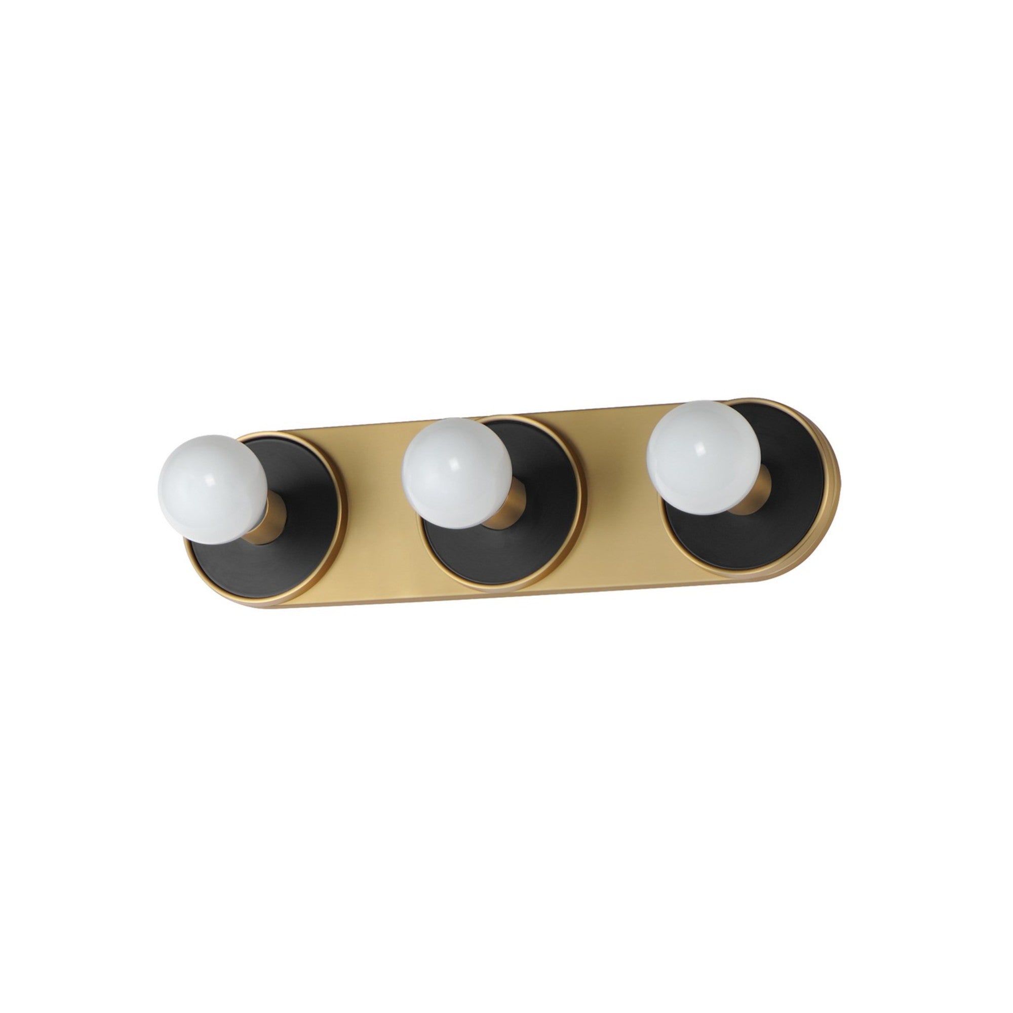 Hollywood 20" 3-Light Wall Sconce, Black & Natural Aged Brass Finish