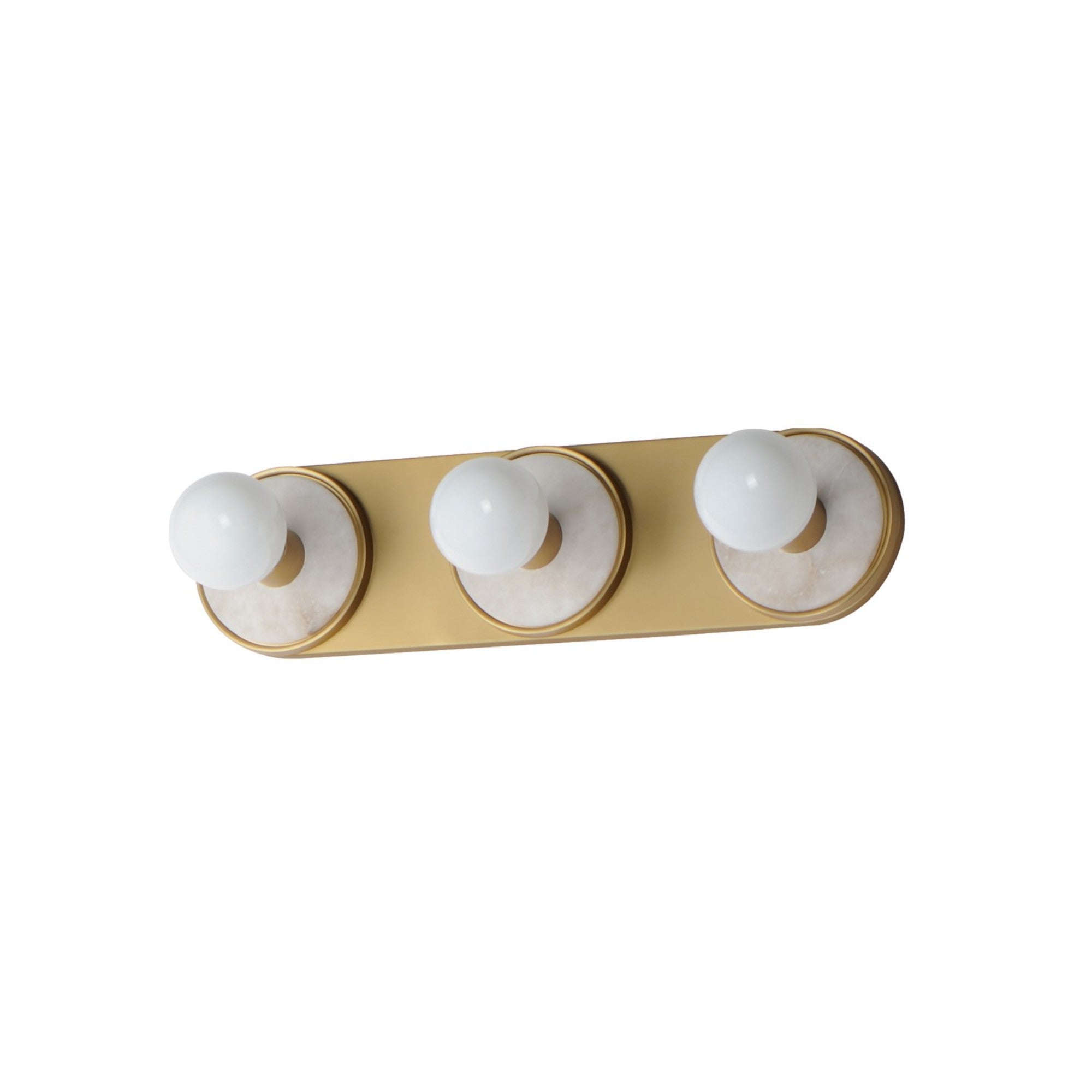 Hollywood 20" 3-Light Wall Sconce, Alabaster & Natural Aged Brass Finish - Bees Lighting