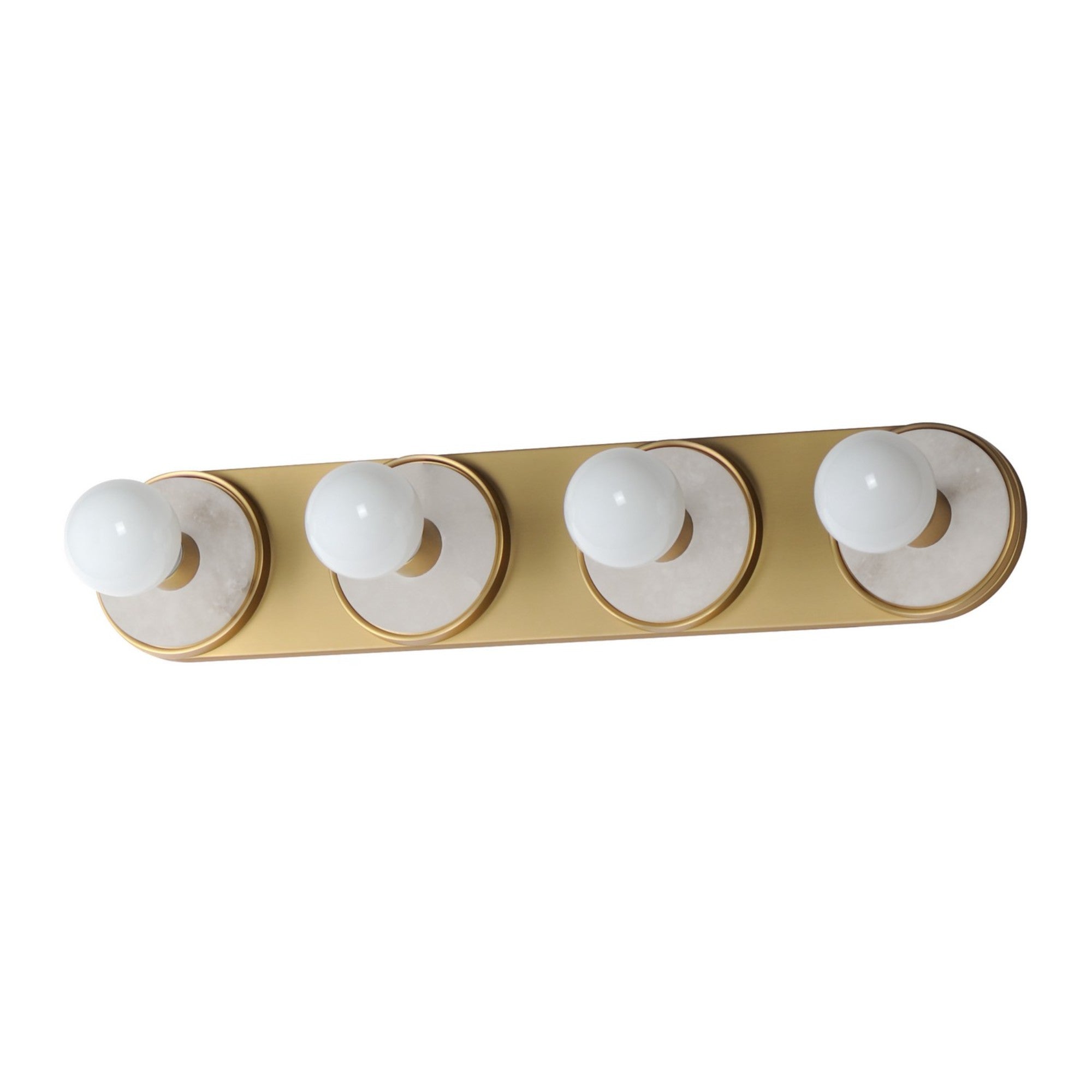 Hollywood 27" 4-Light Wall Sconce, Alabaster & Natural Aged Brass Finish