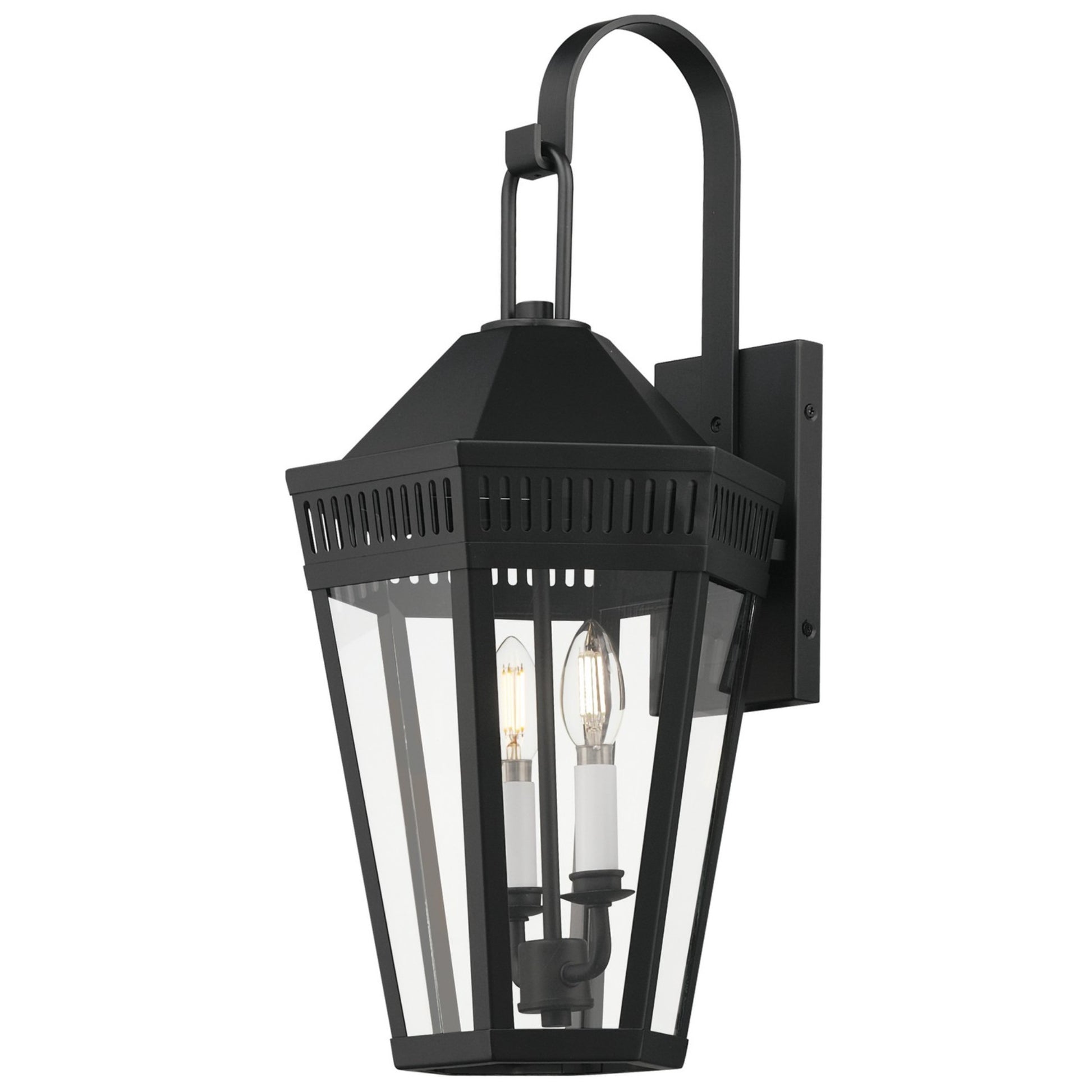 Oxford 23" 2-Light Outdoor Wall Sconce, Black Finish - Bees Lighting