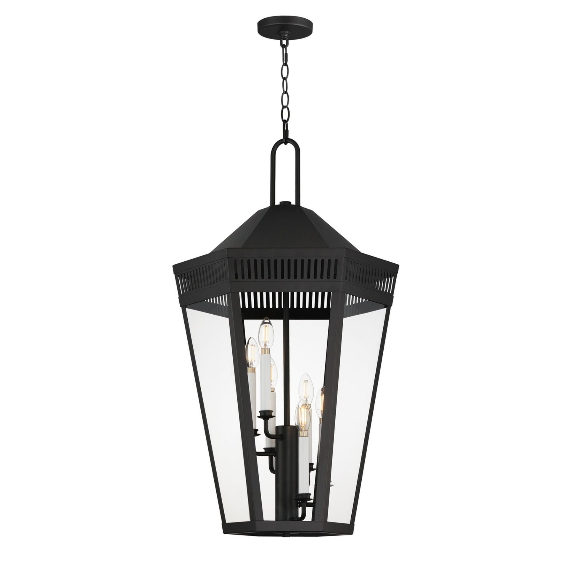 Oxford 34" 6-Light Outdoor Pendant, Black Finish - Bees Lighting