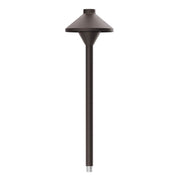 Architectural bronze LED path light with metal shade and tall stem