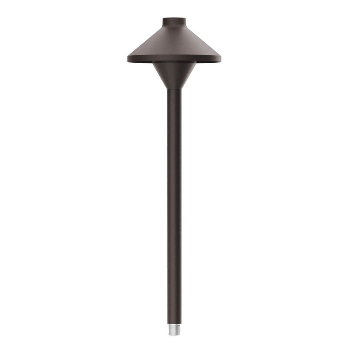 Architectural bronze LED path light with metal shade and tall stem