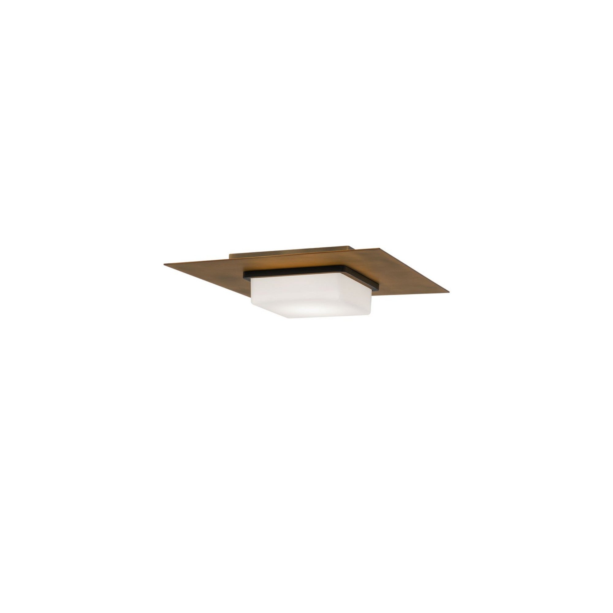 Double Decker 14" LED Flush Mount, 4CCT, Black/Aged Brass Finish - Bees Lighting