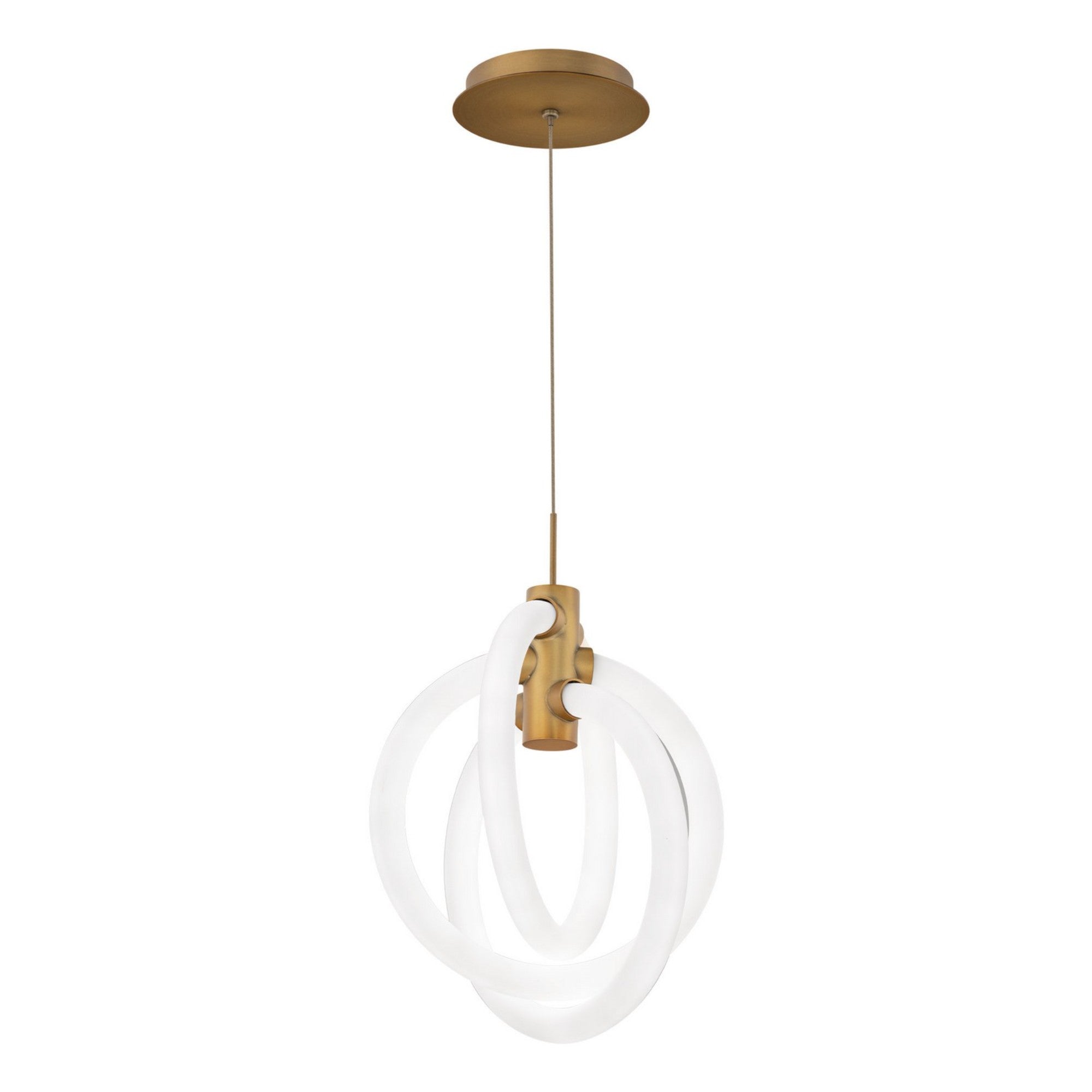 Knot 13" LED Mini Pendant, 4CCT, Aged Brass Finish - Bees Lighting