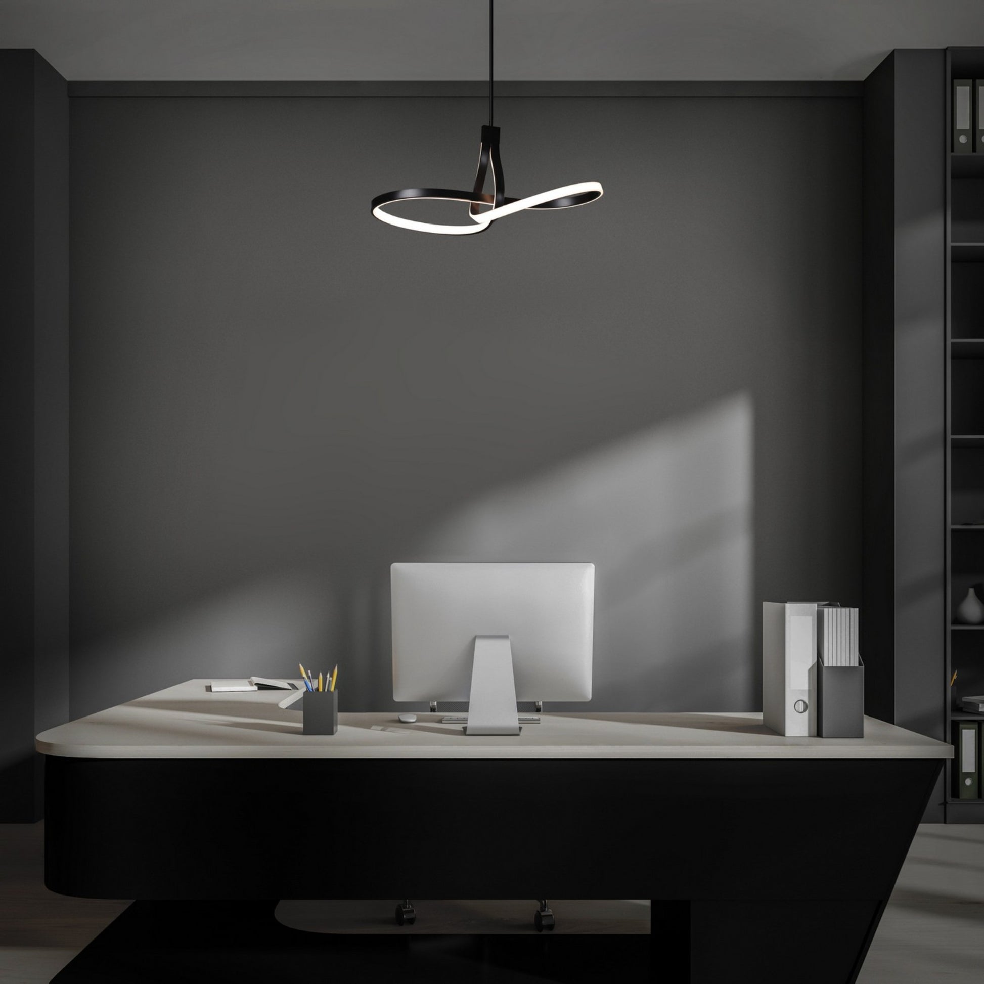 Mobius 33" LED Pendant, Black Finish - Bees Lighting