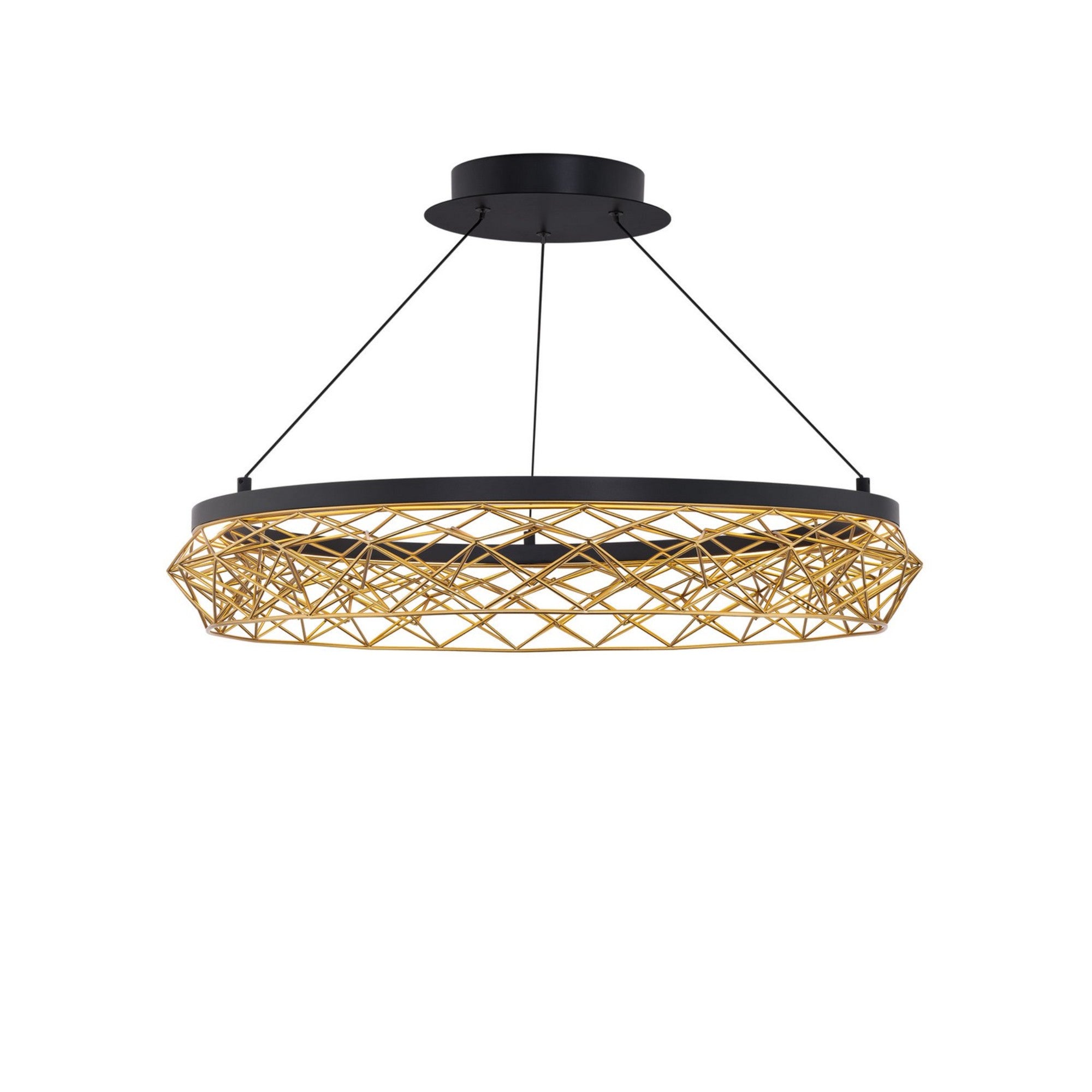 Lacey 27" LED Pendant, Black/Gold Finish - Bees Lighting
