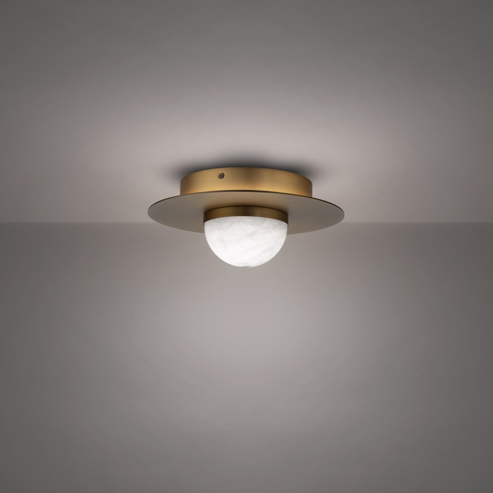 Landed 12" LED Flush Mount, Aged Brass Finish - Bees Lighting