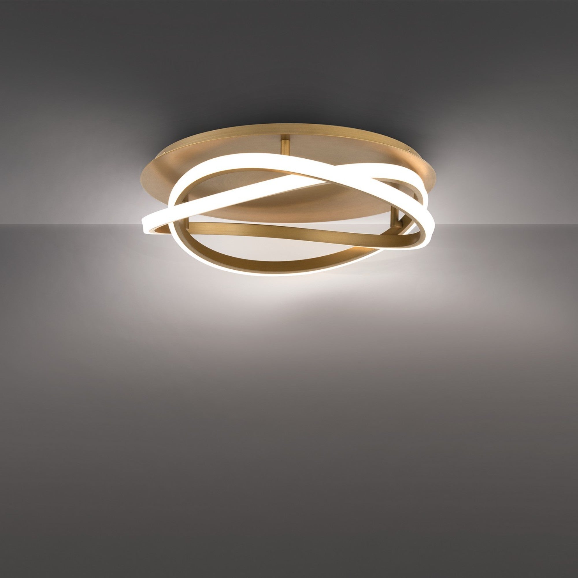 Veloce 18" LED Flush Mount, Aged Brass Finish - Bees Lighting