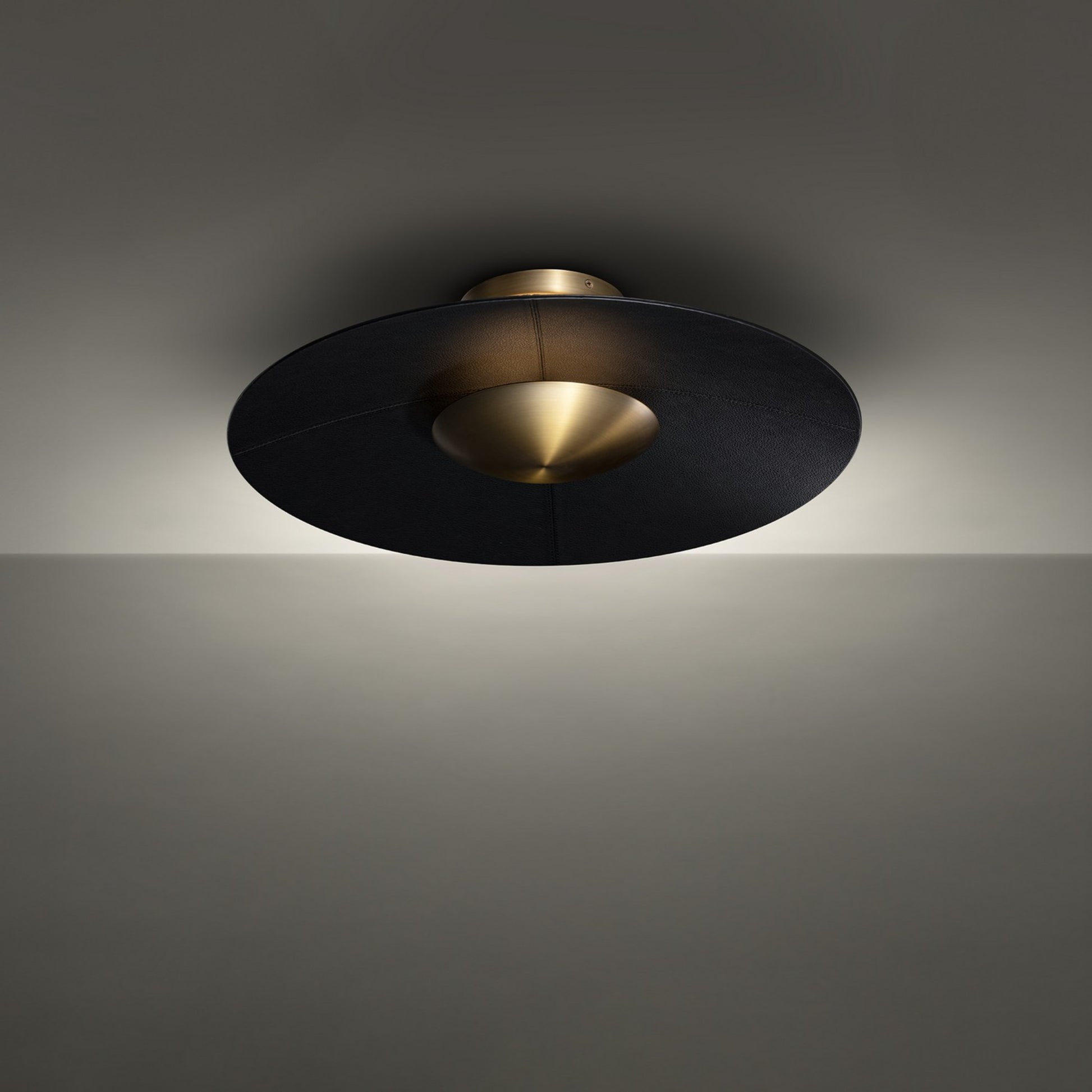 Brody 22" LED Flush Mount, Black/Aged Brass Finish - Bees Lighting