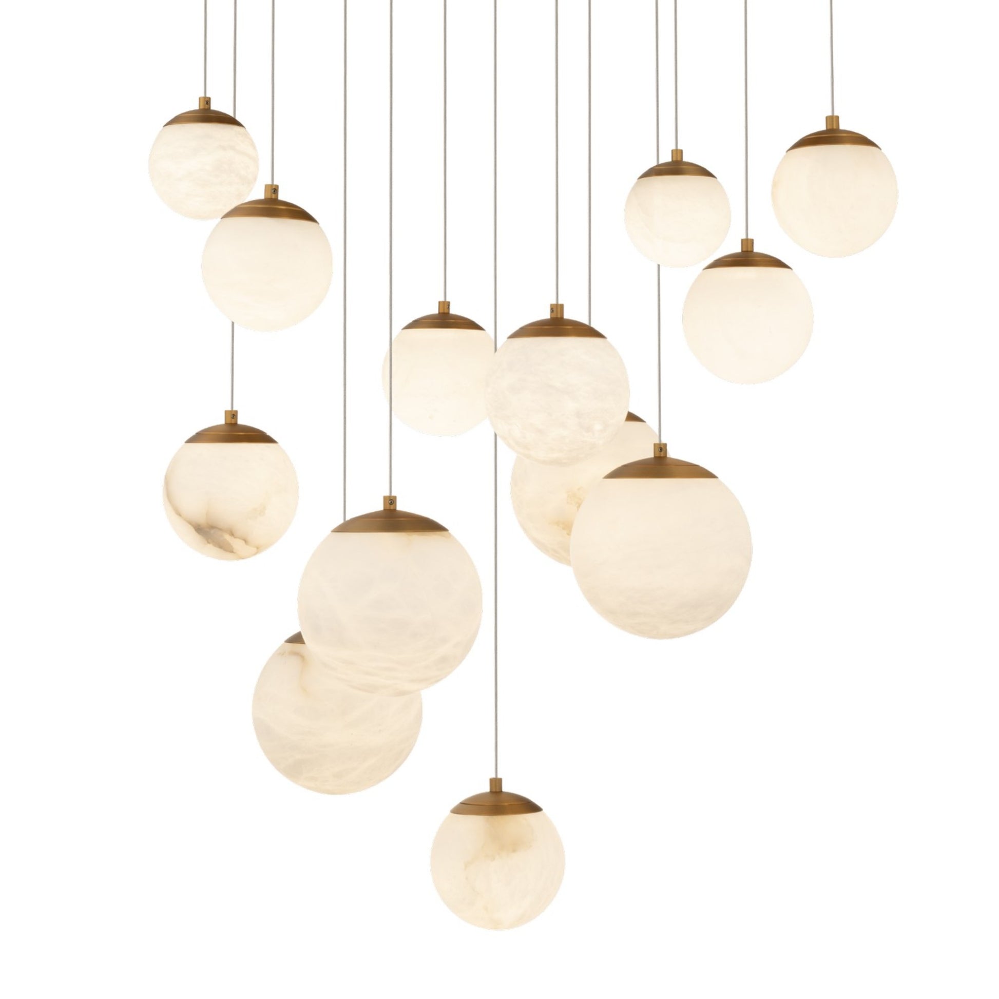 Pisces 21" 13-Light LED Pendant, Aged Brass Finish - Bees Lighting