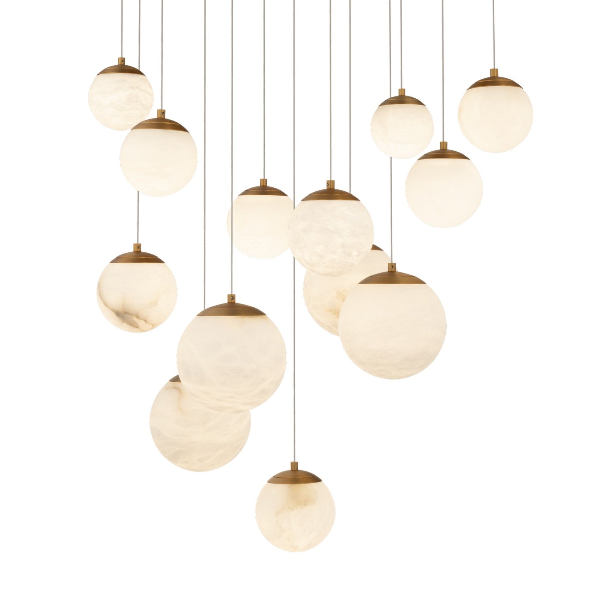 Pisces 21" 13-Light LED Pendant, Aged Brass Finish - Bees Lighting