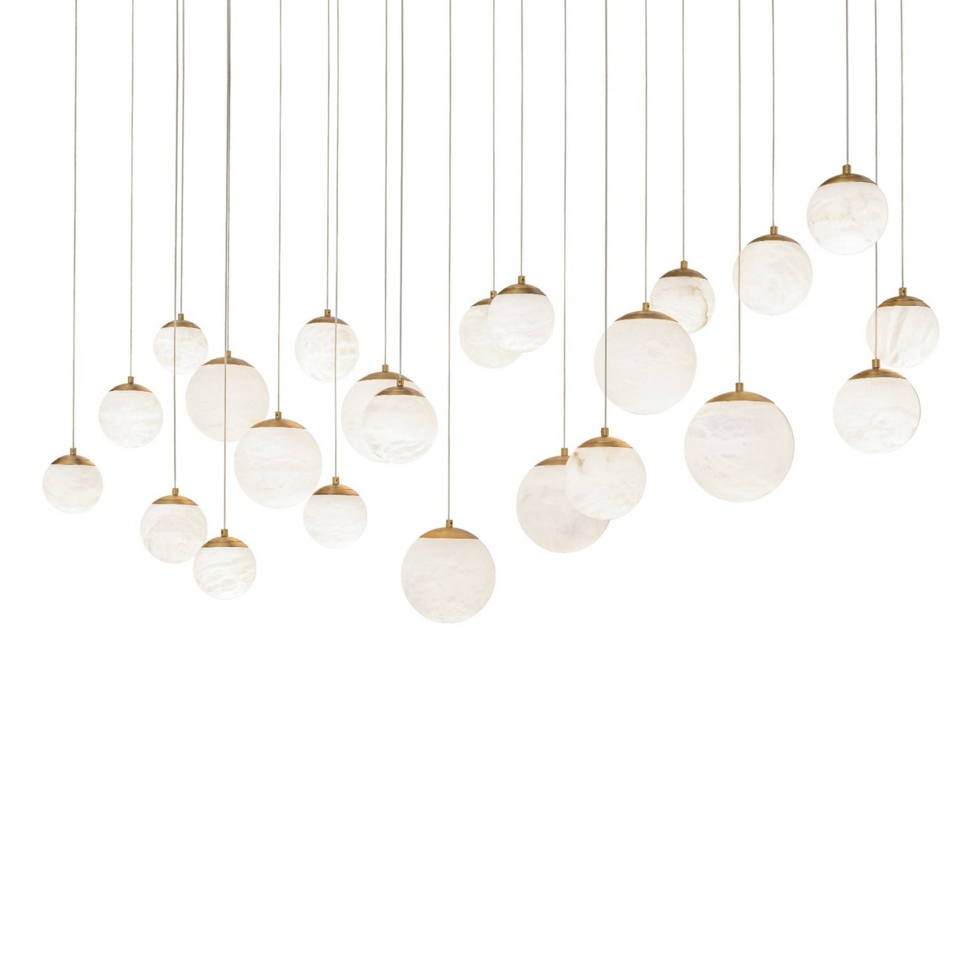 Pisces 54" 23-Light LED Linear Pendant, Aged Brass Finish - Bees Lighting