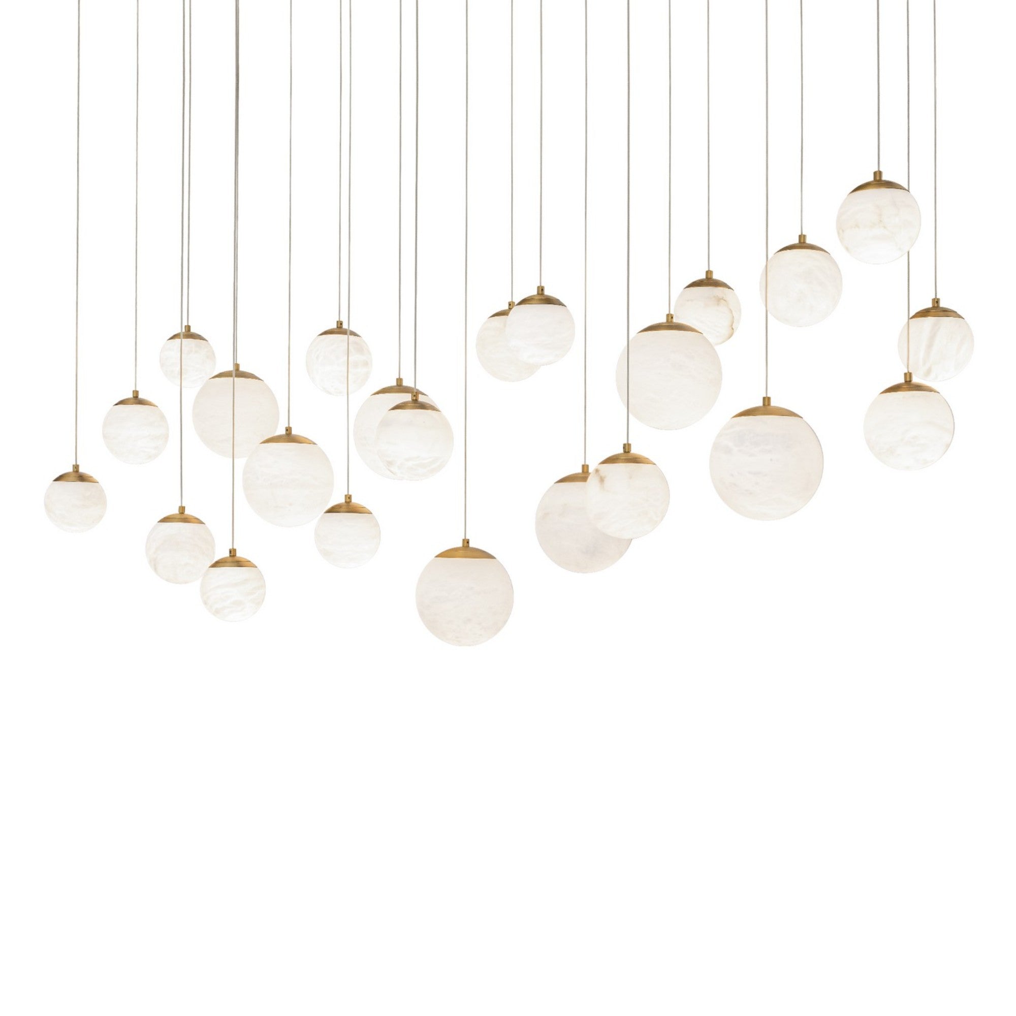 Pisces 54" 23-Light LED Linear Pendant, Aged Brass Finish - Bees Lighting