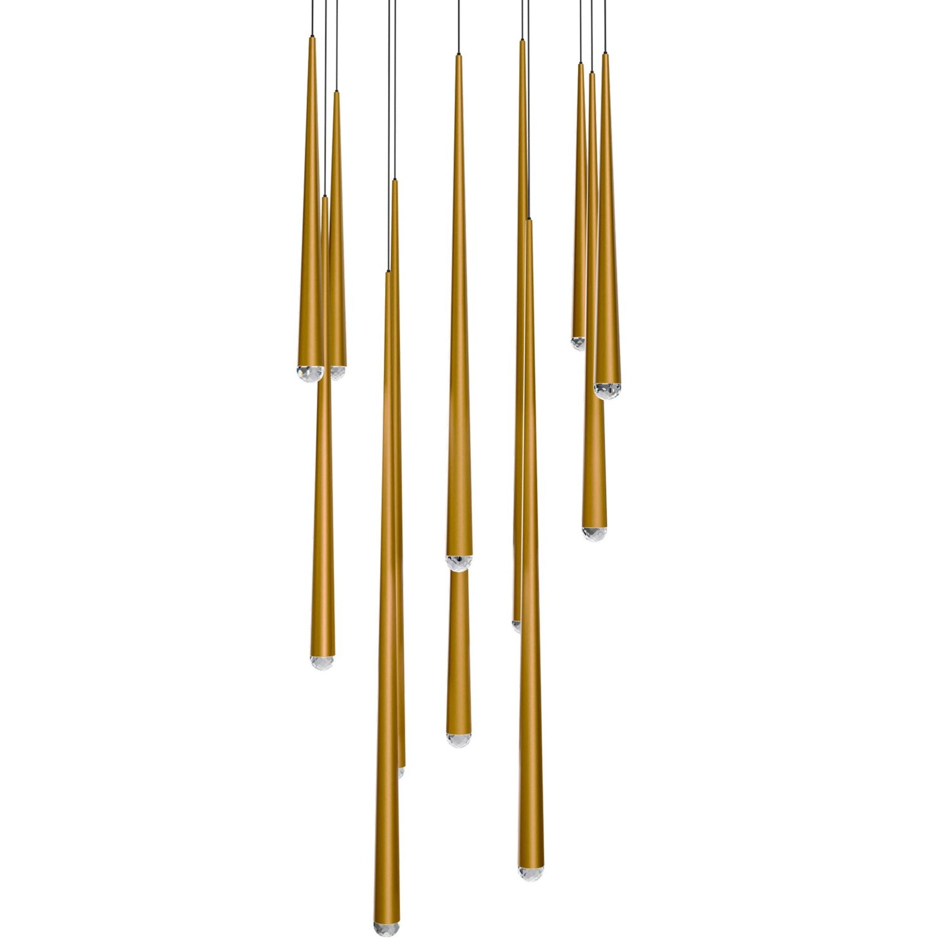 Cascade 20" 13-Light LED Pendant, Aged Brass Finish, Crystal Cap - Bees Lighting