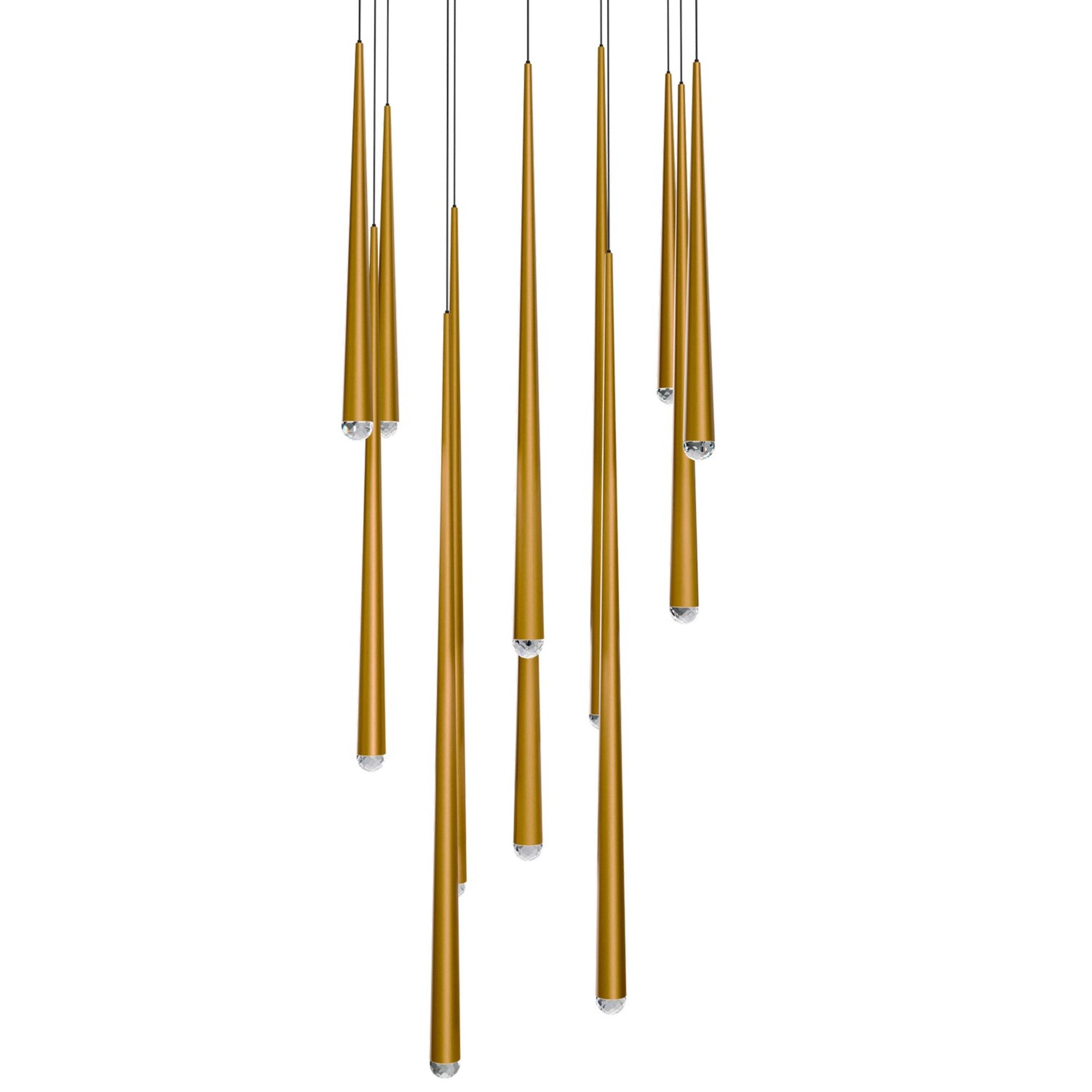 Cascade 20" 13-Light LED Pendant, Aged Brass Finish, Crystal Cap - Bees Lighting