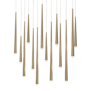 Cascade 40" 14-light LED Pendant, Aged Brass Finish, Crystal Cap - Bees Lighting