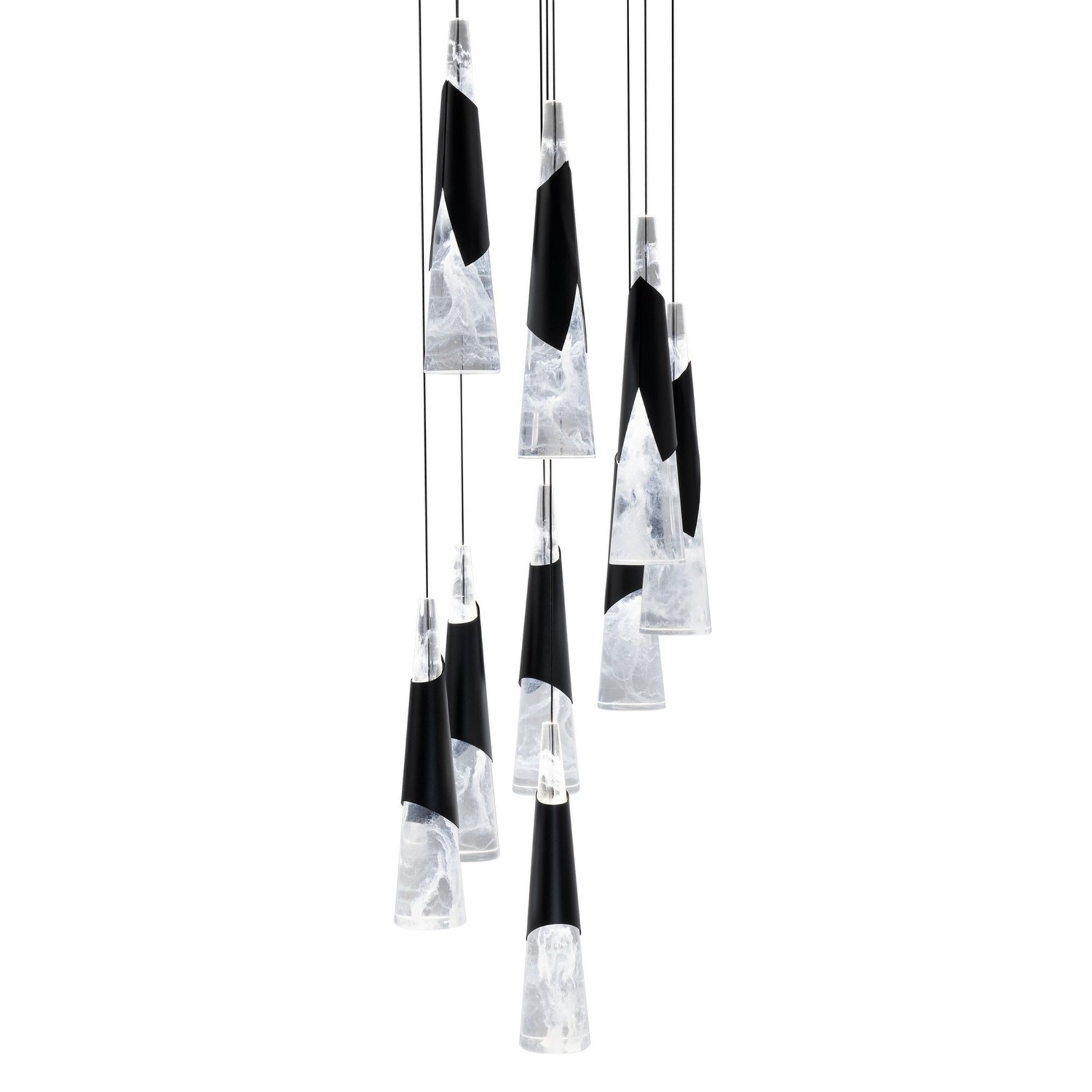 Kilt 17" 9-Light LED Pendant, Black Finish - Bees Lighting