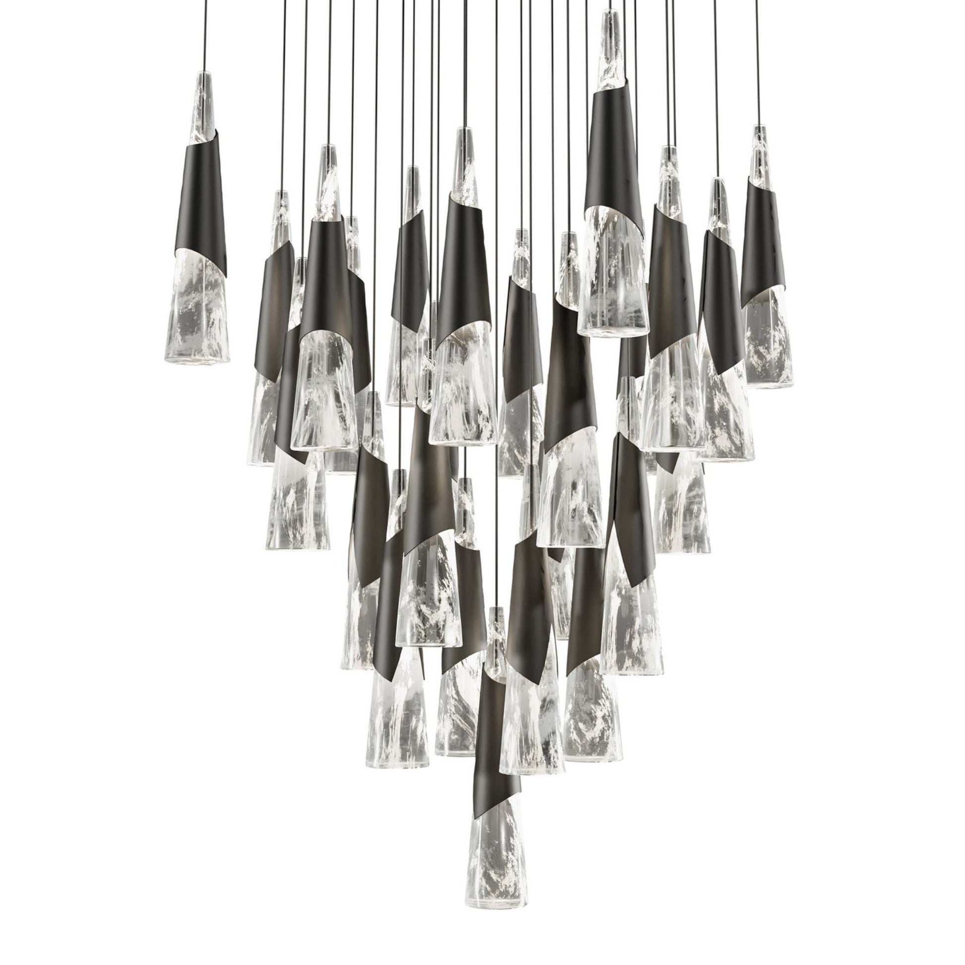 Kilt 28" 25-Light LED Pendant, Black Finish - Bees Lighting