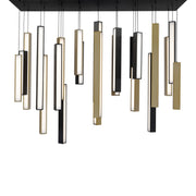 Chaos 54" 23-Light LED Pendant, Black/Aged Brass Finish - Bees Lighting