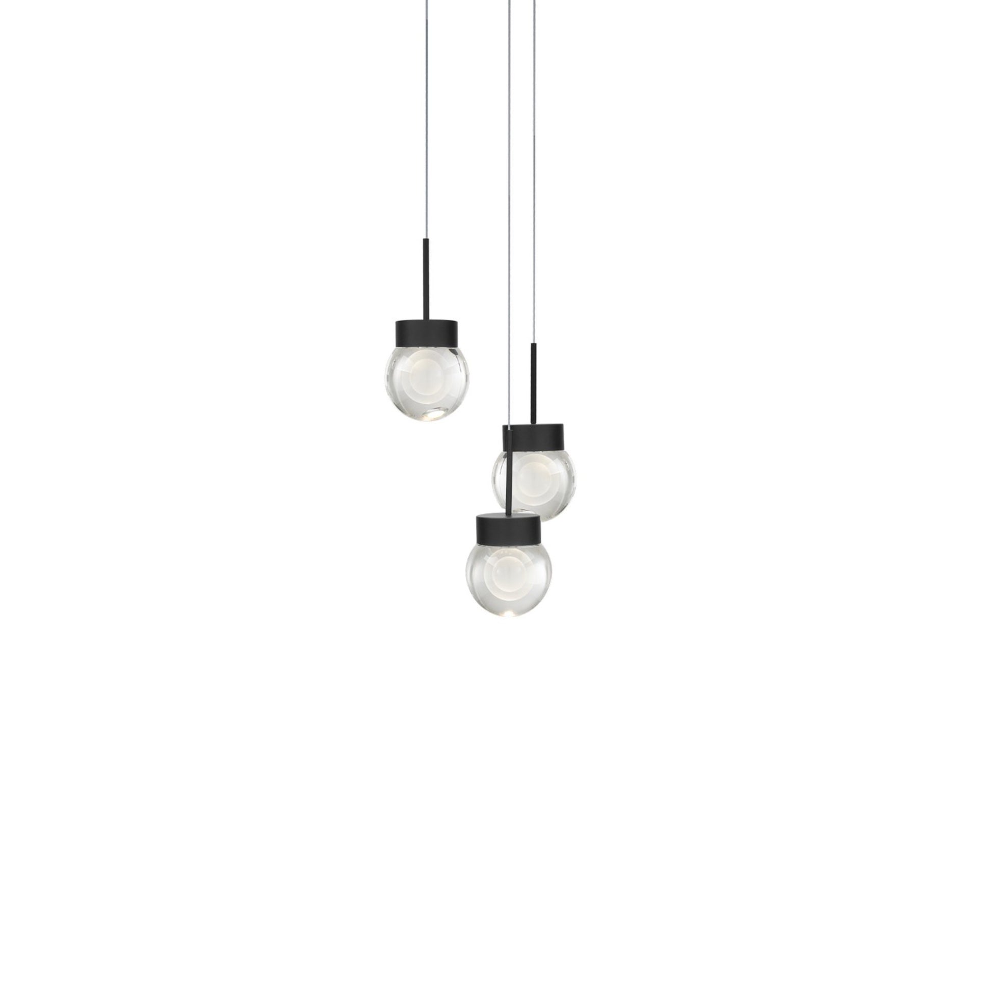 Double Bubble 12" 3-Light LED Pendant, Black Finish - Bees Lighting