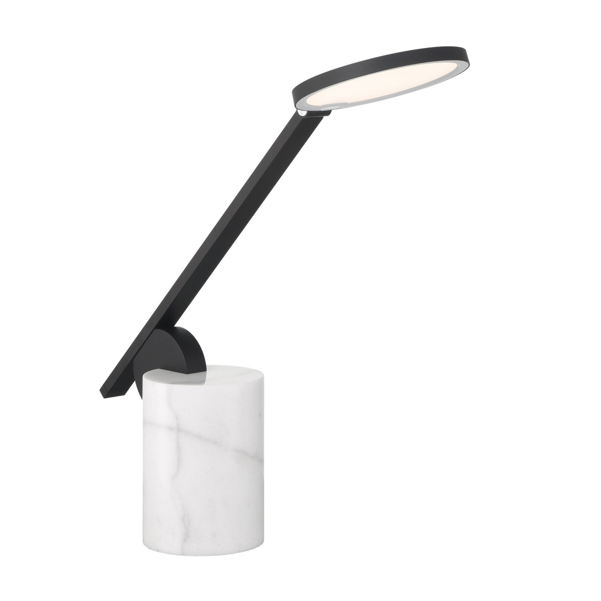 Task Portables LED Table Lamp, Coal Finish with Marble Base, Round Head - Bees Lighting