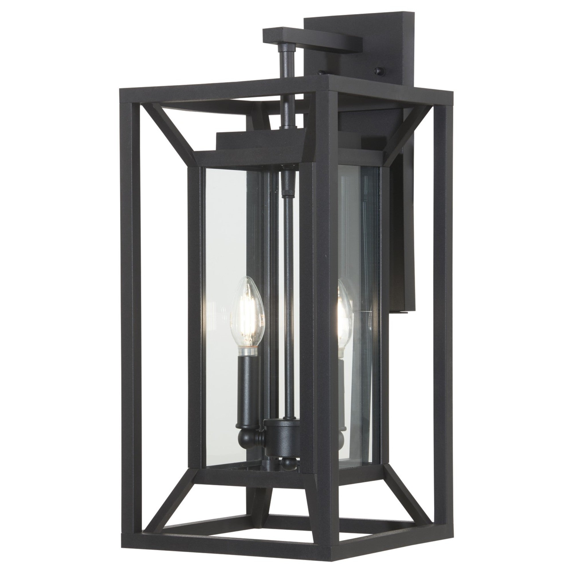 Harbor View 21" 2-Light Outdoor Wall Sconce with Clear Glass, Sand Coal Finish - Bees Lighting